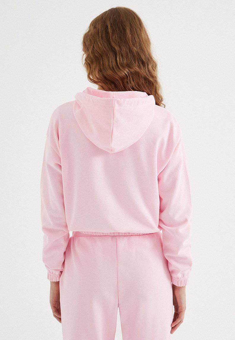 ENJOY CROPPED ZIP HOODIE in Rose Shadow