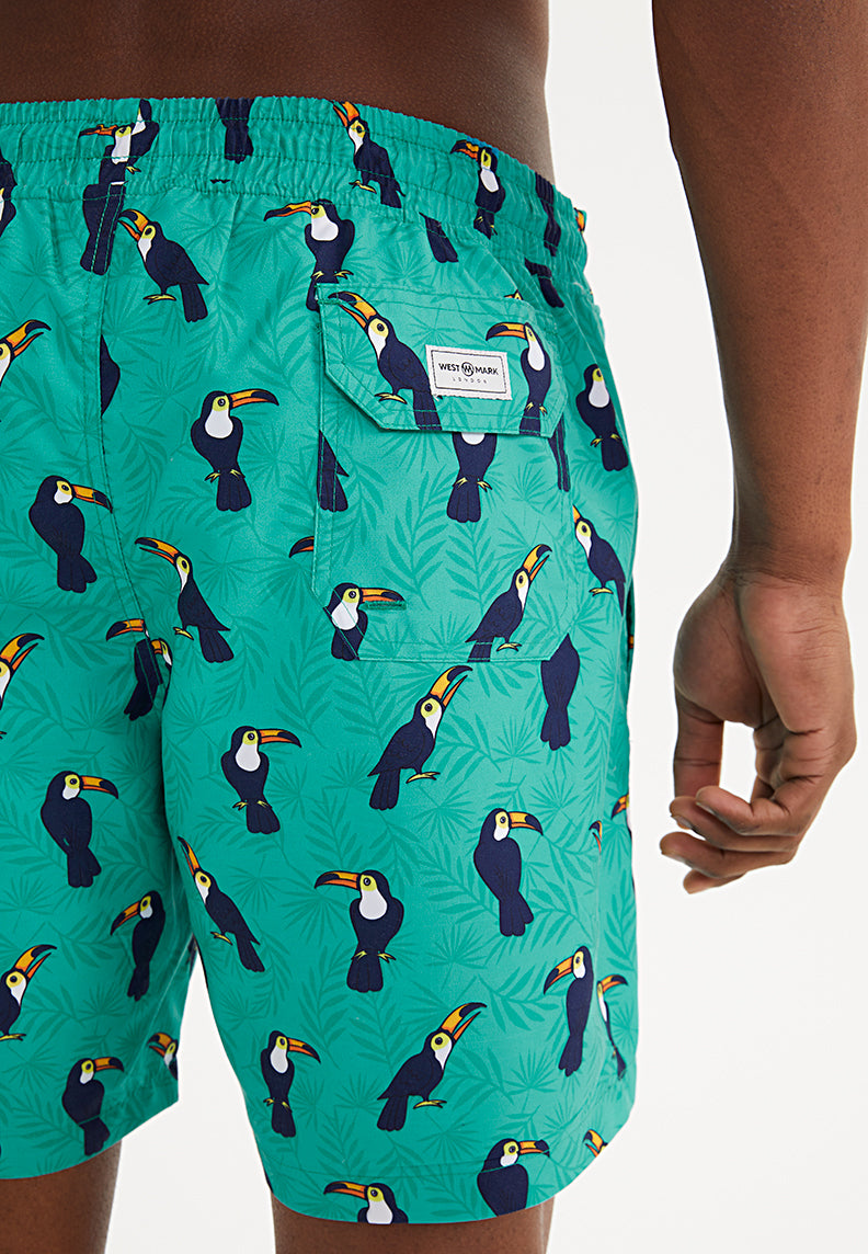 KIDS WMANIMAL PARROT ZWEMSHORTS in marineblauw AOP