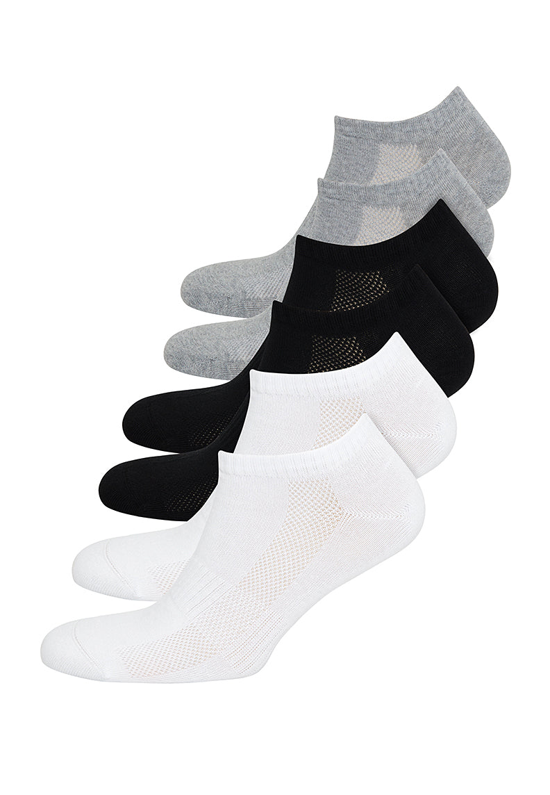 ANKLE SOCKS 6-PACK in Black, White, Grey Melange