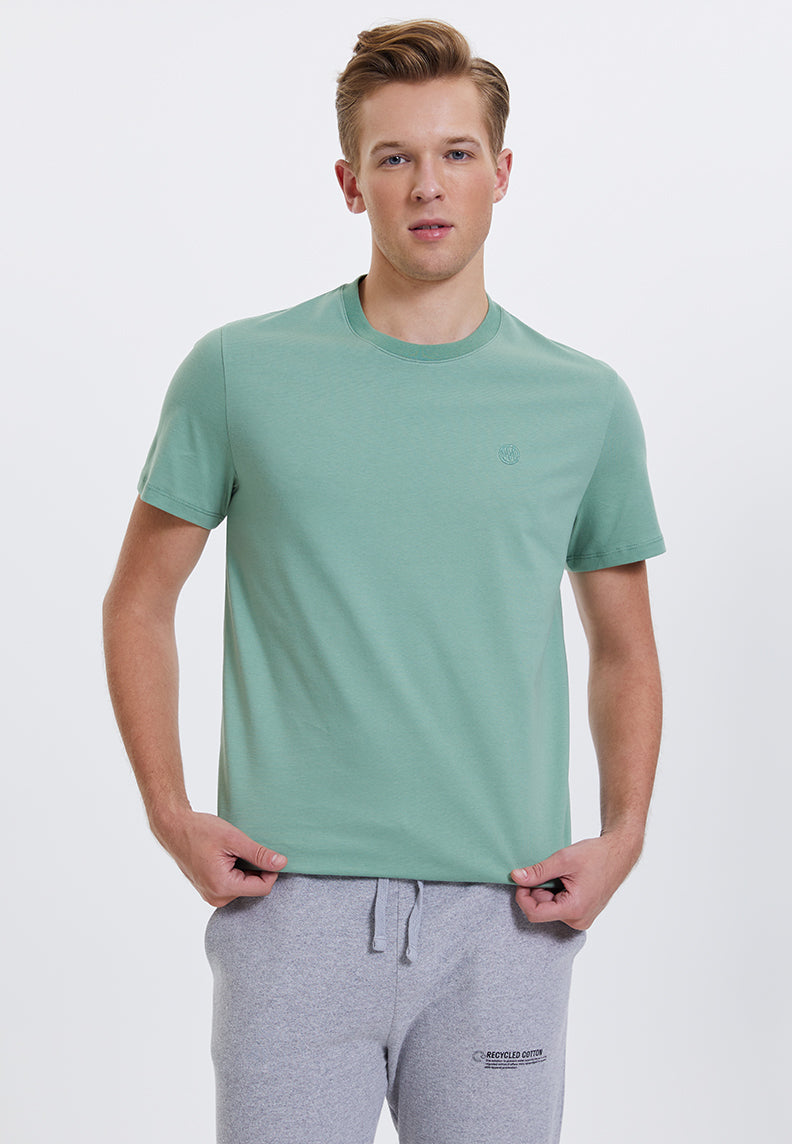 VITAL O NECK TEE in Hedge Green
