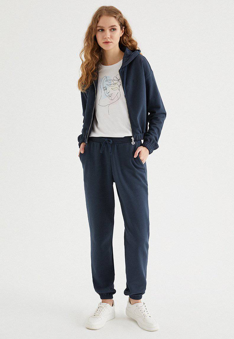 ENJOY CROPPED ZIP HOODIE in Blue Night