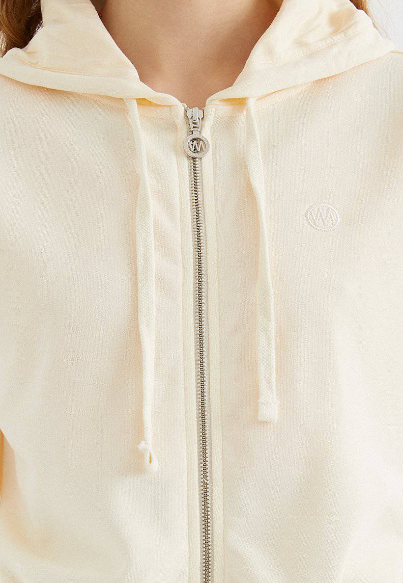 ENJOY CROPPED ZIP HOODIE in Perlmutt-Elfenbein