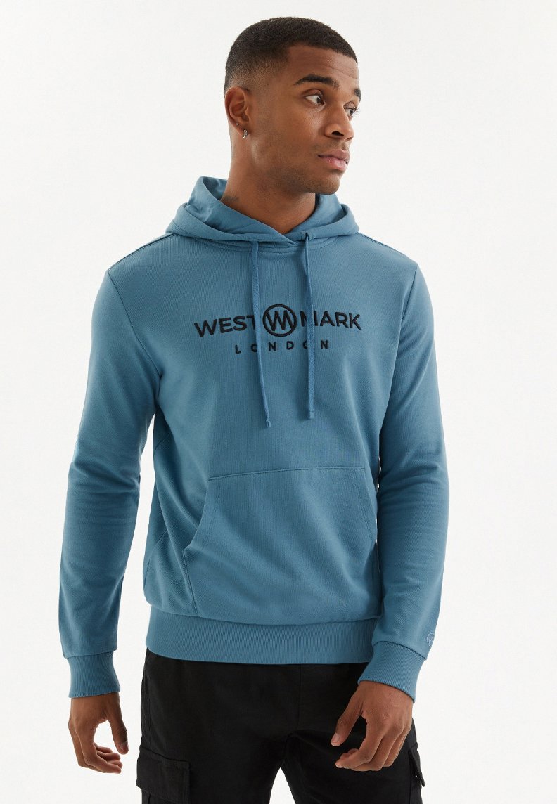 SIGNATURE HOODIE mit TASCHE in Ägäisblau