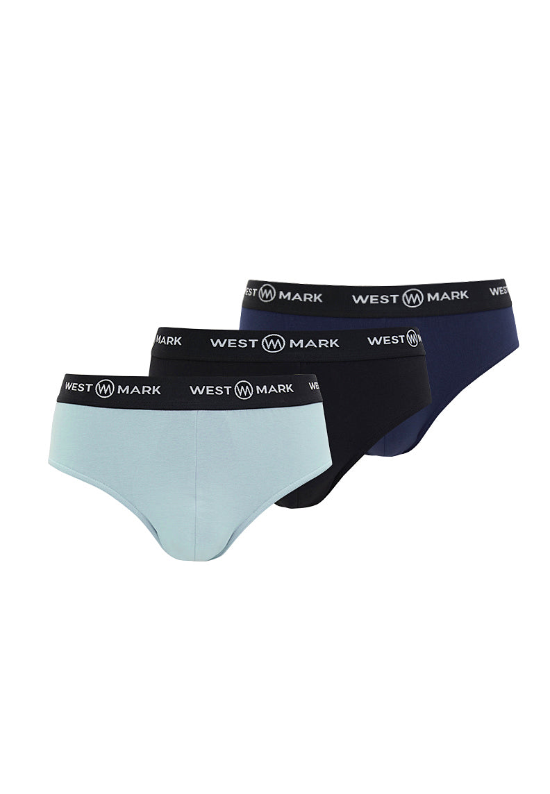 LOGAN BRIEF 3-PACK in Black, Navy, Blue