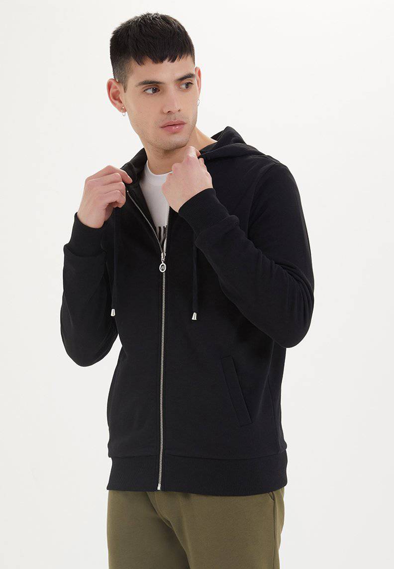 Essentials Organic Cotton Zip Hoodie in Black