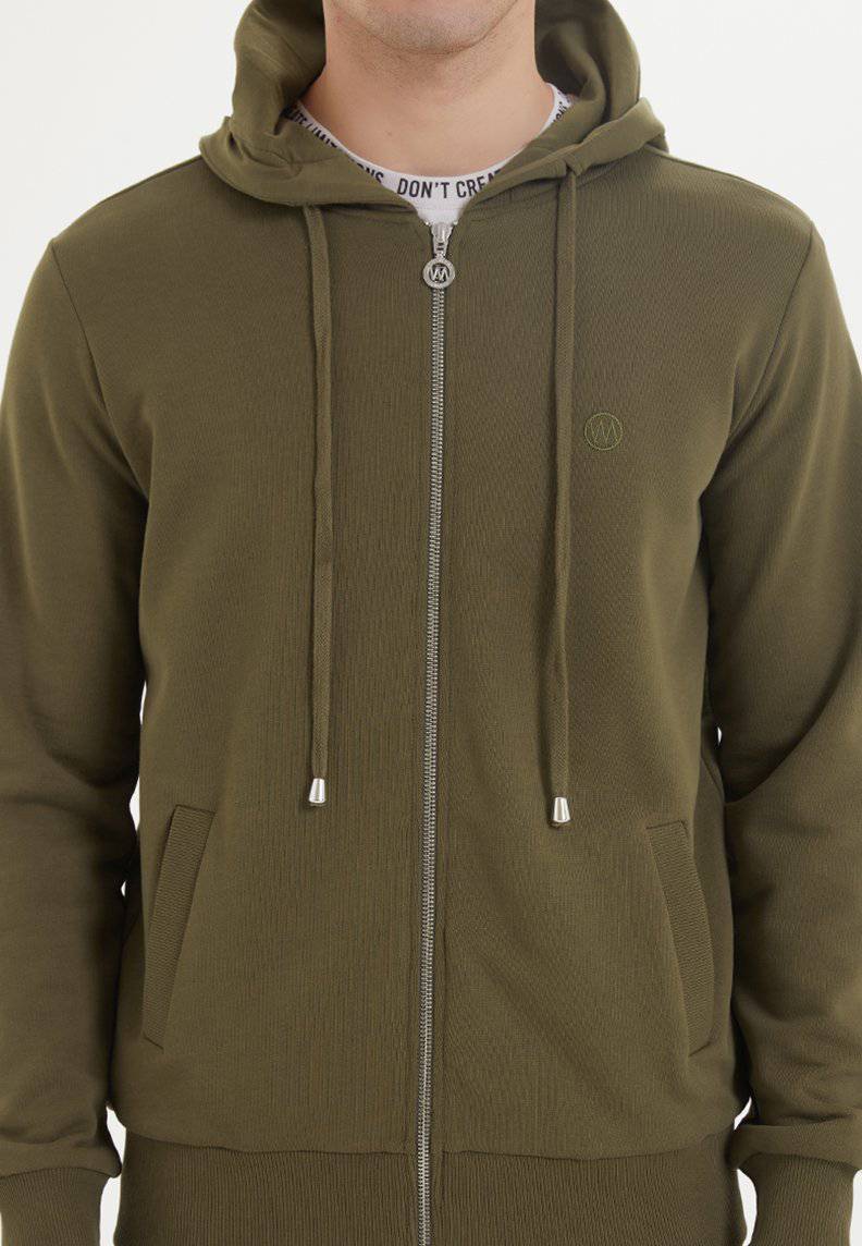 ESSENTIALS ZIP HOODIE in Dark Olive