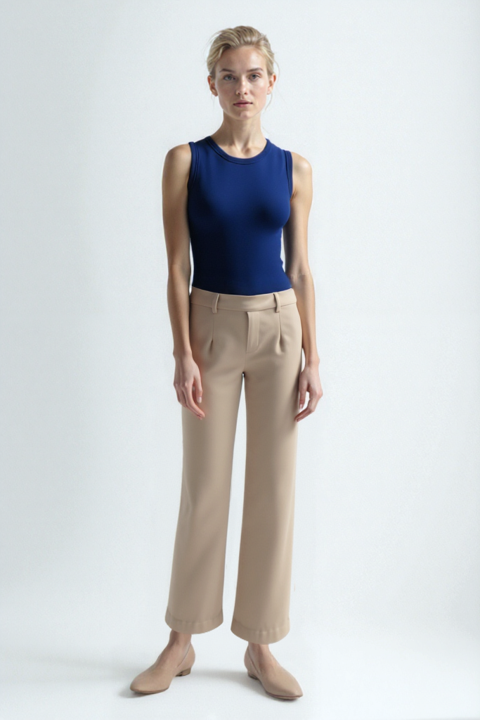 SHARON S/L RIB TOP in Black Iris