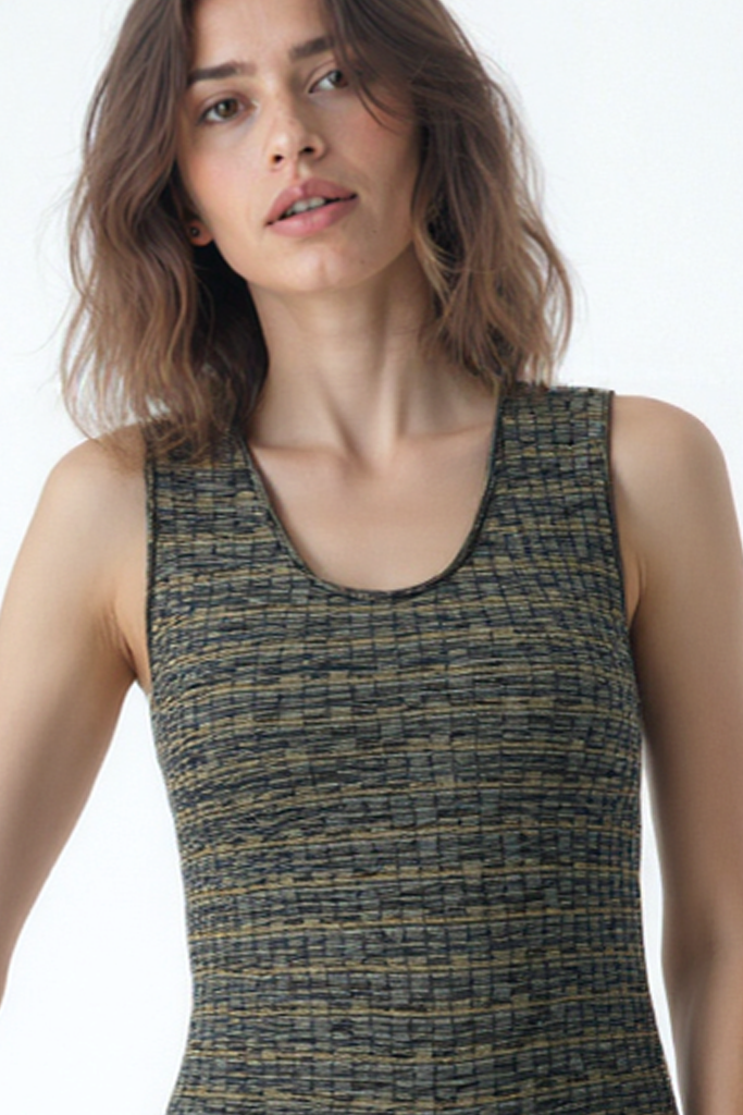 DAPHNE S/L LONG DRESS in Honey, Grey