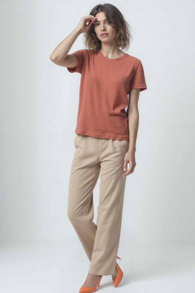 BETTINA S/S TOP in Coral
