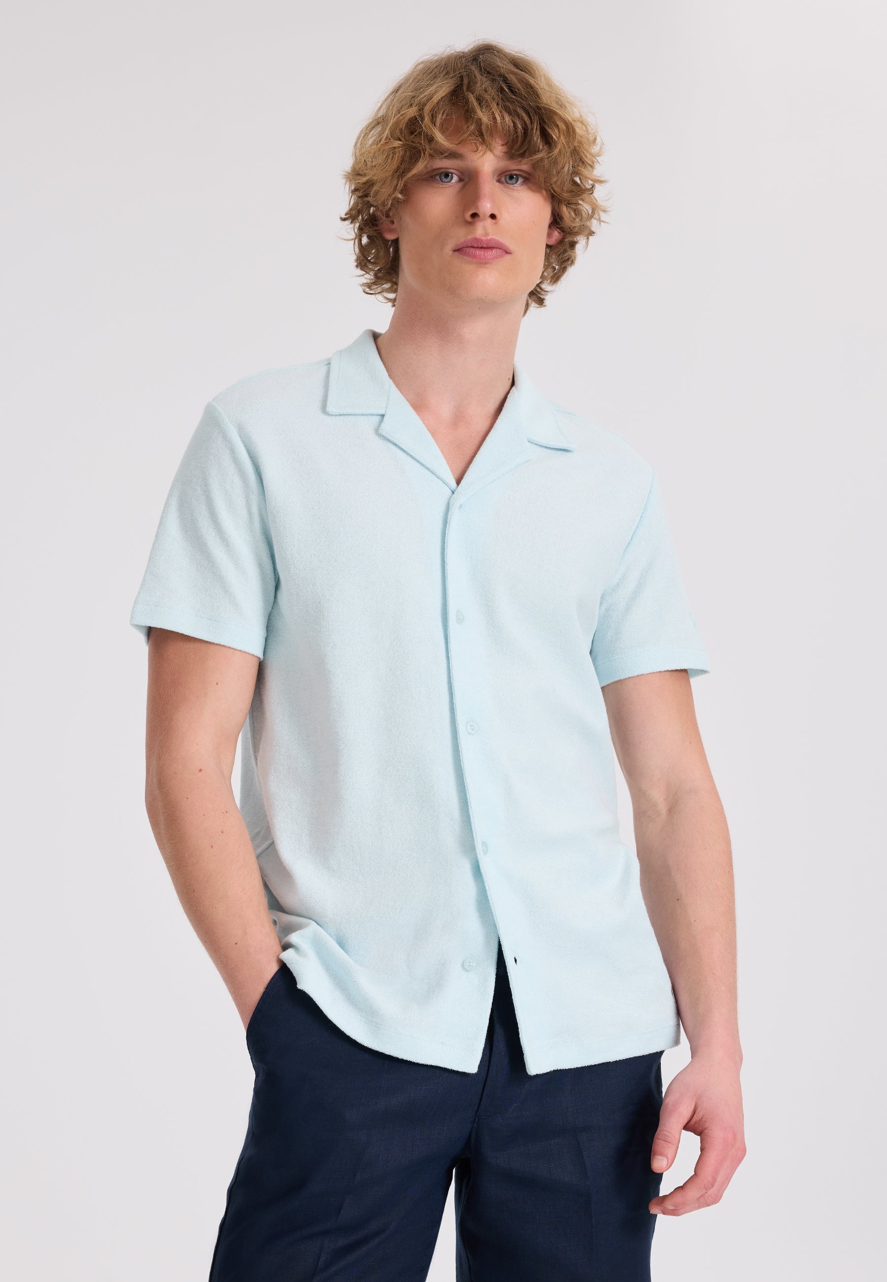 BREEZE TERRY TOWELLING S/S SHIRT in Skylight