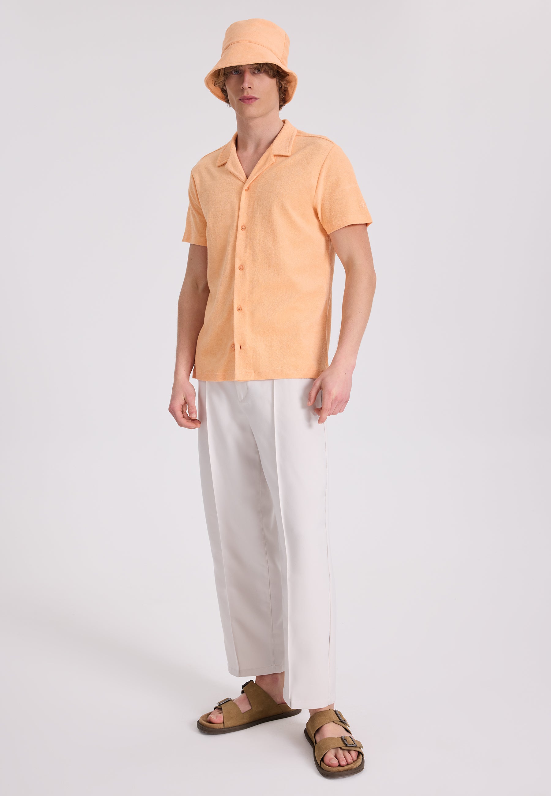 BREEZE TERRY TOWELLING S/S SHIRT in Apricot Wash
