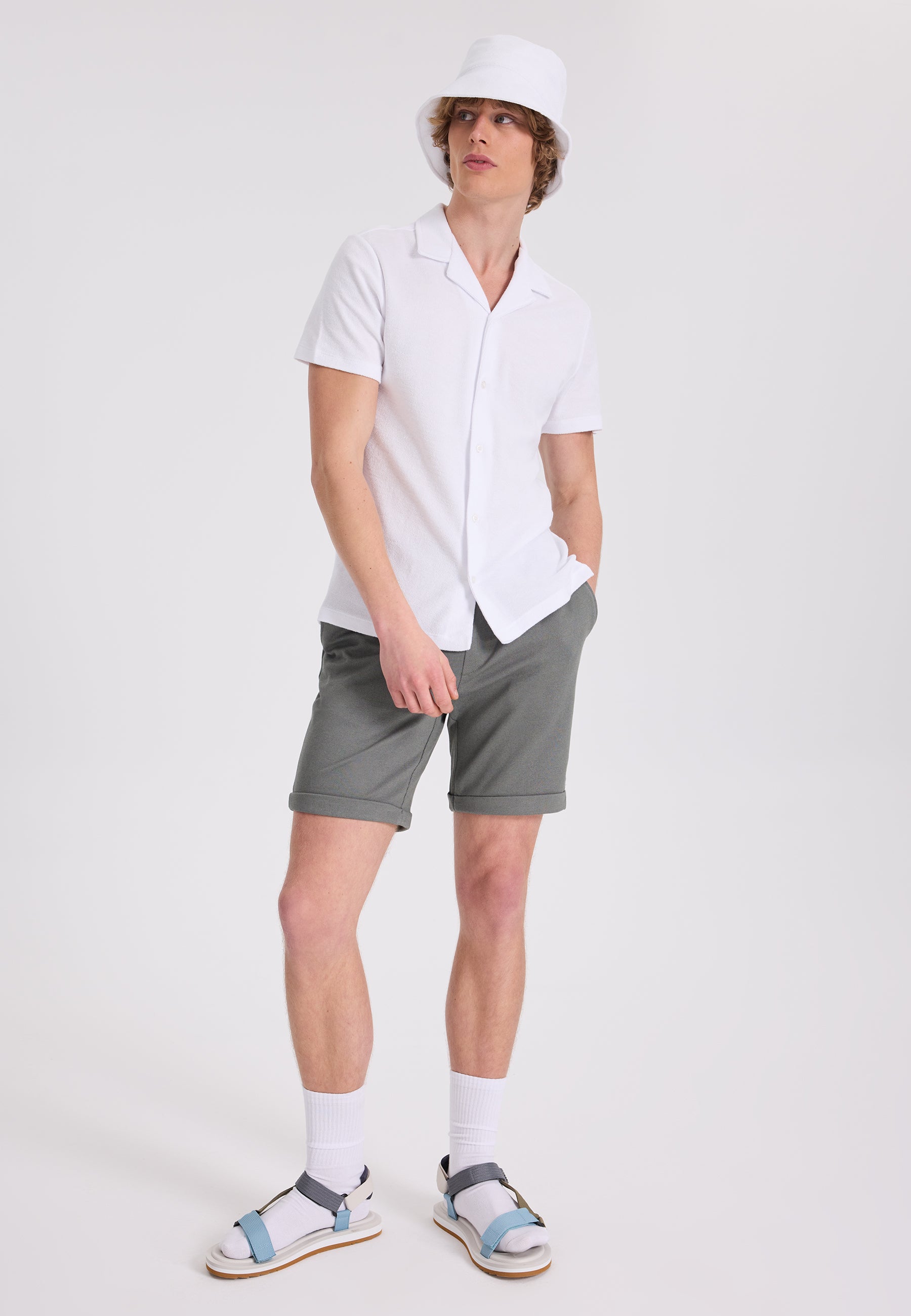 BREEZE TERRY TOWELLING S/S SHIRT in White