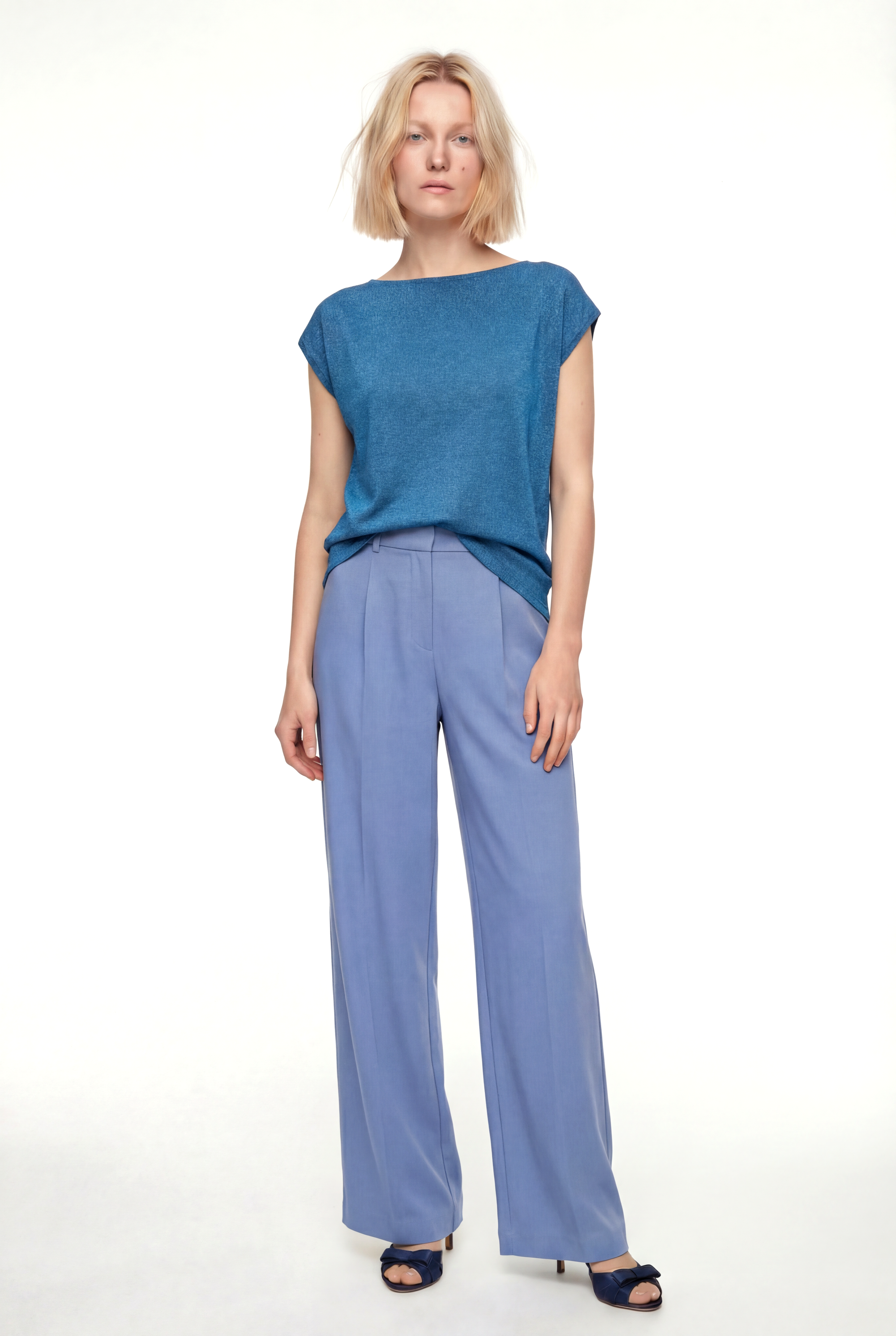 SKY GLITTER S/S TOP in Deep Lagoon