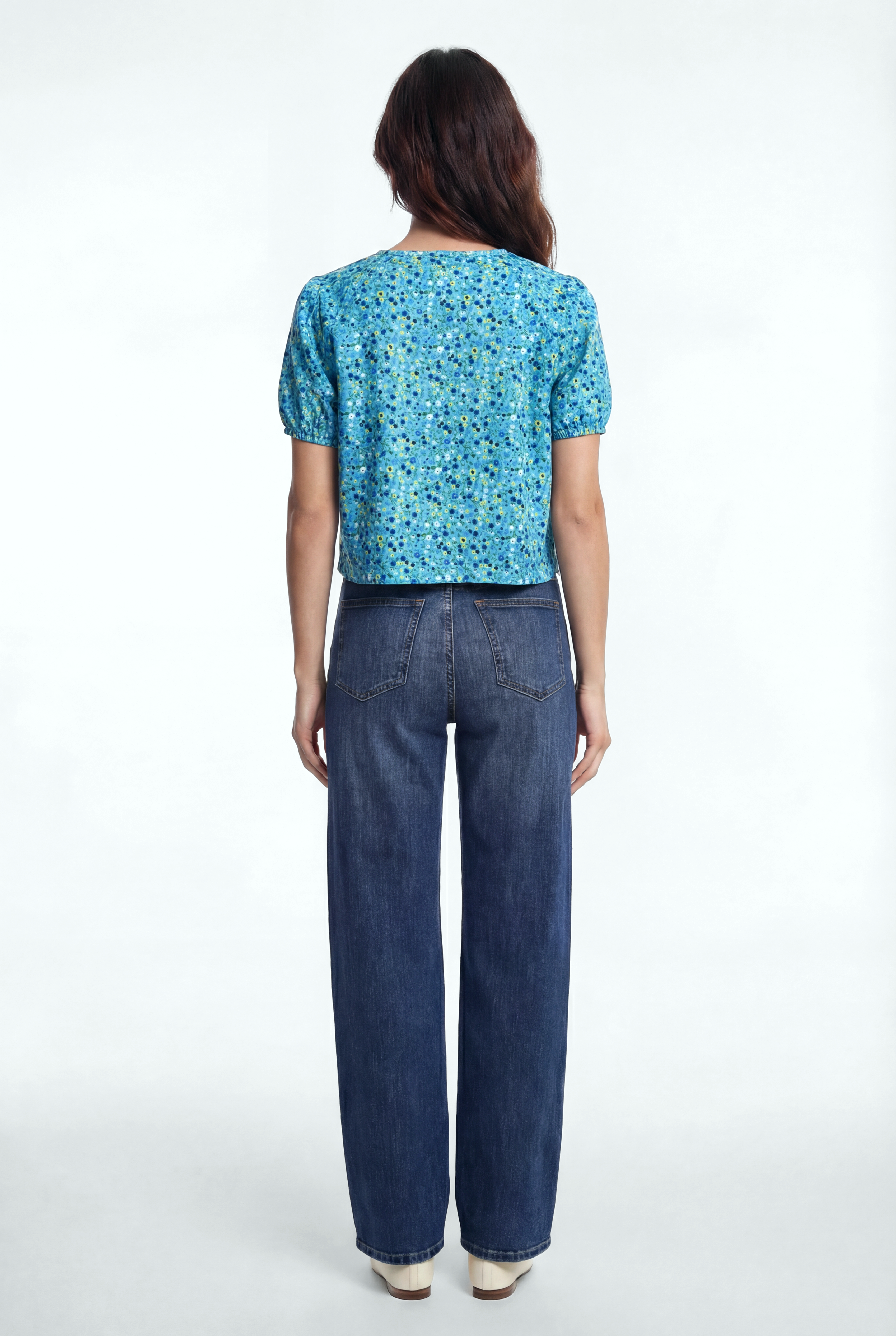 CARMEN CROP TOP in Blue AOP