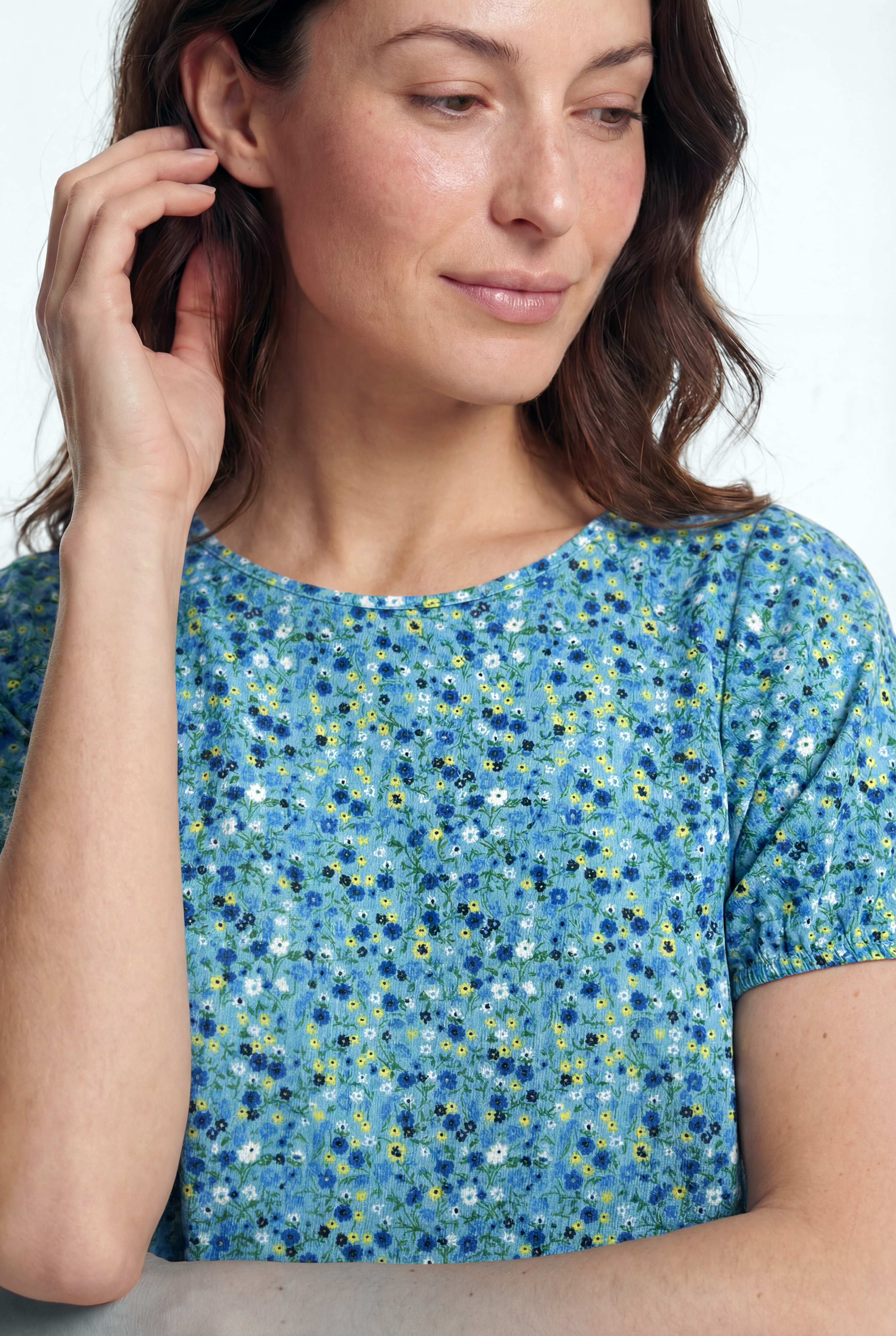 CARMEN CROP TOP in Blue AOP