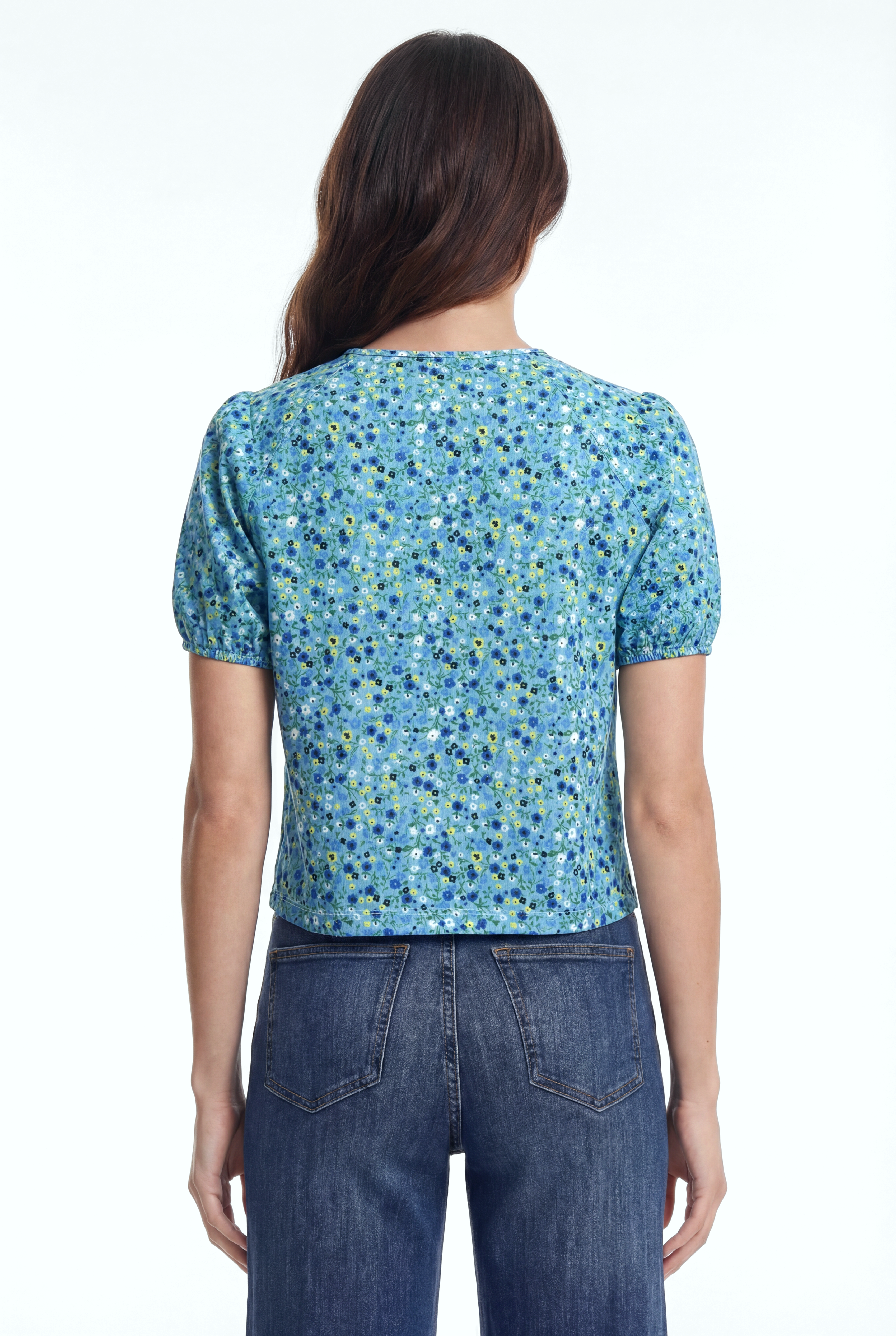 CARMEN CROP TOP in Blue AOP