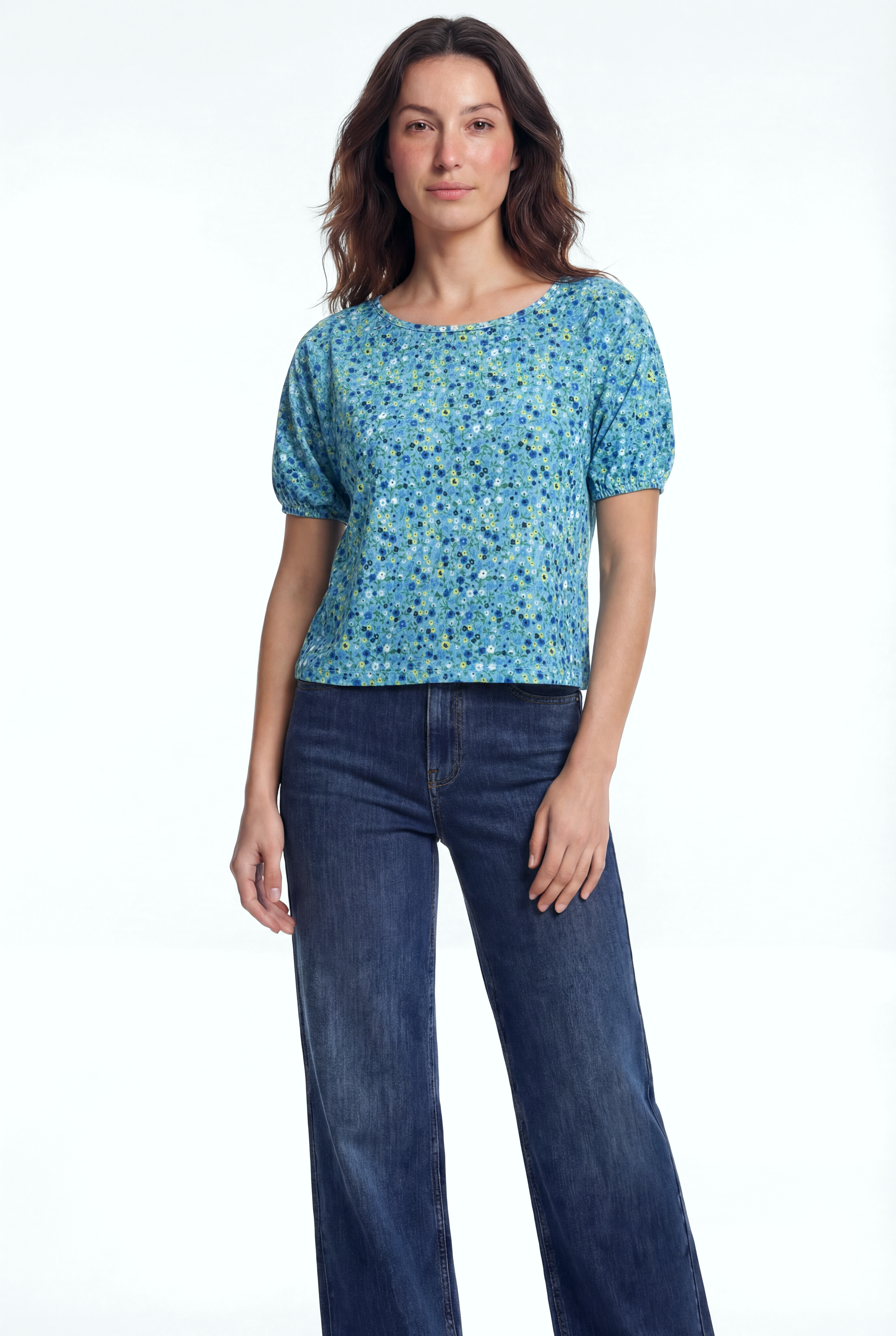 CARMEN CROP TOP in Blue AOP