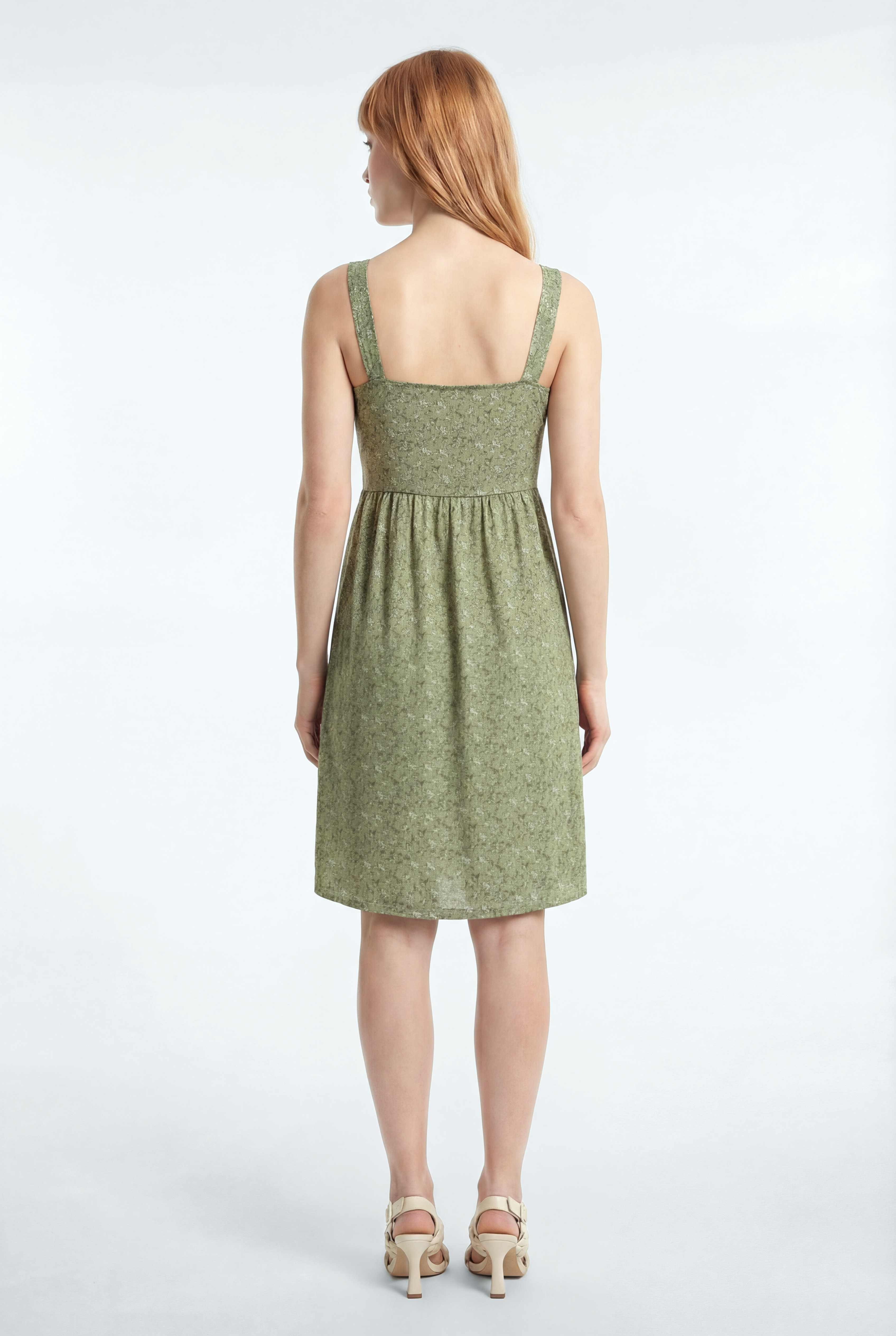 RAQUEL S/L DRESS in Olive AOP
