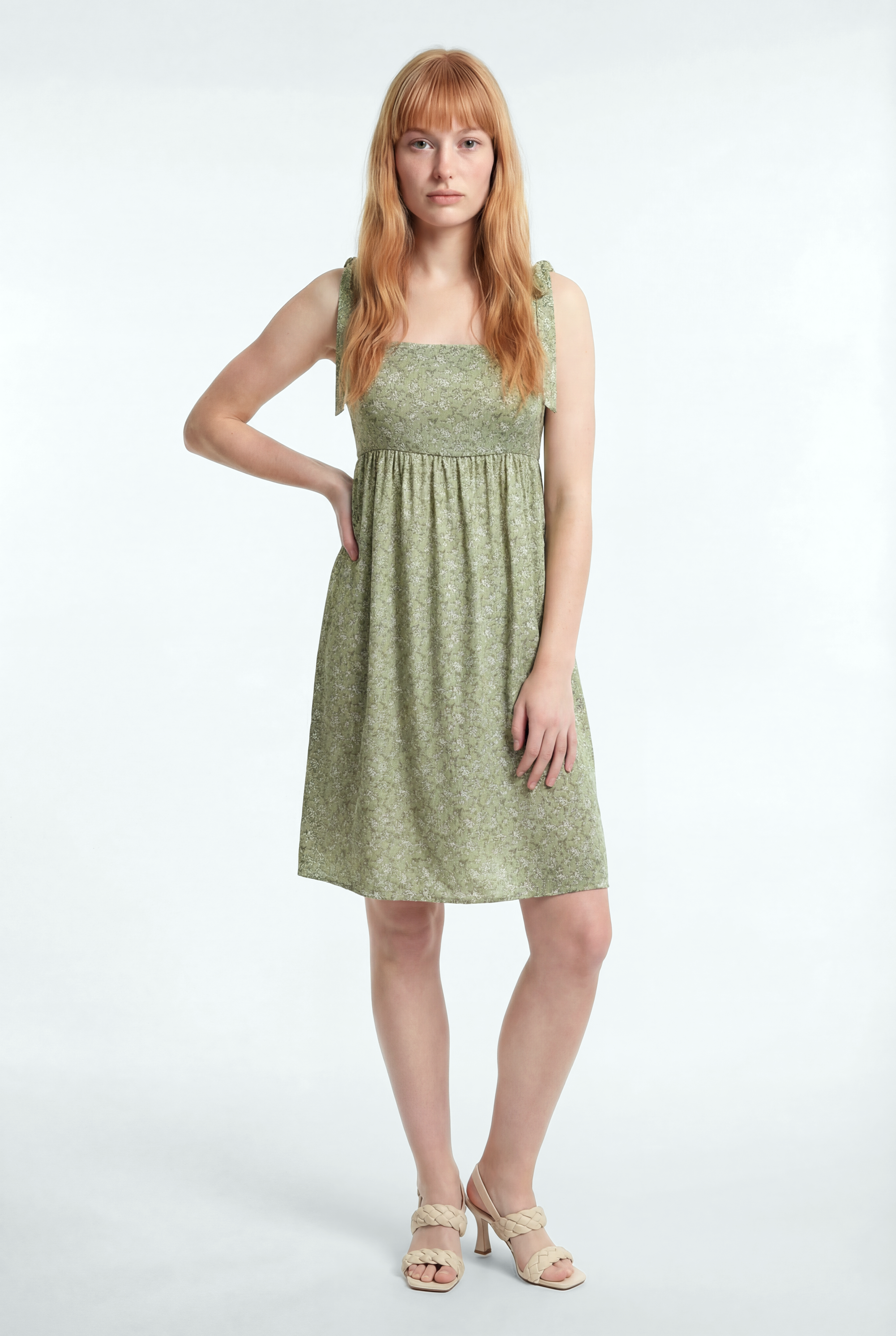 RAQUEL S/L DRESS in Olive AOP