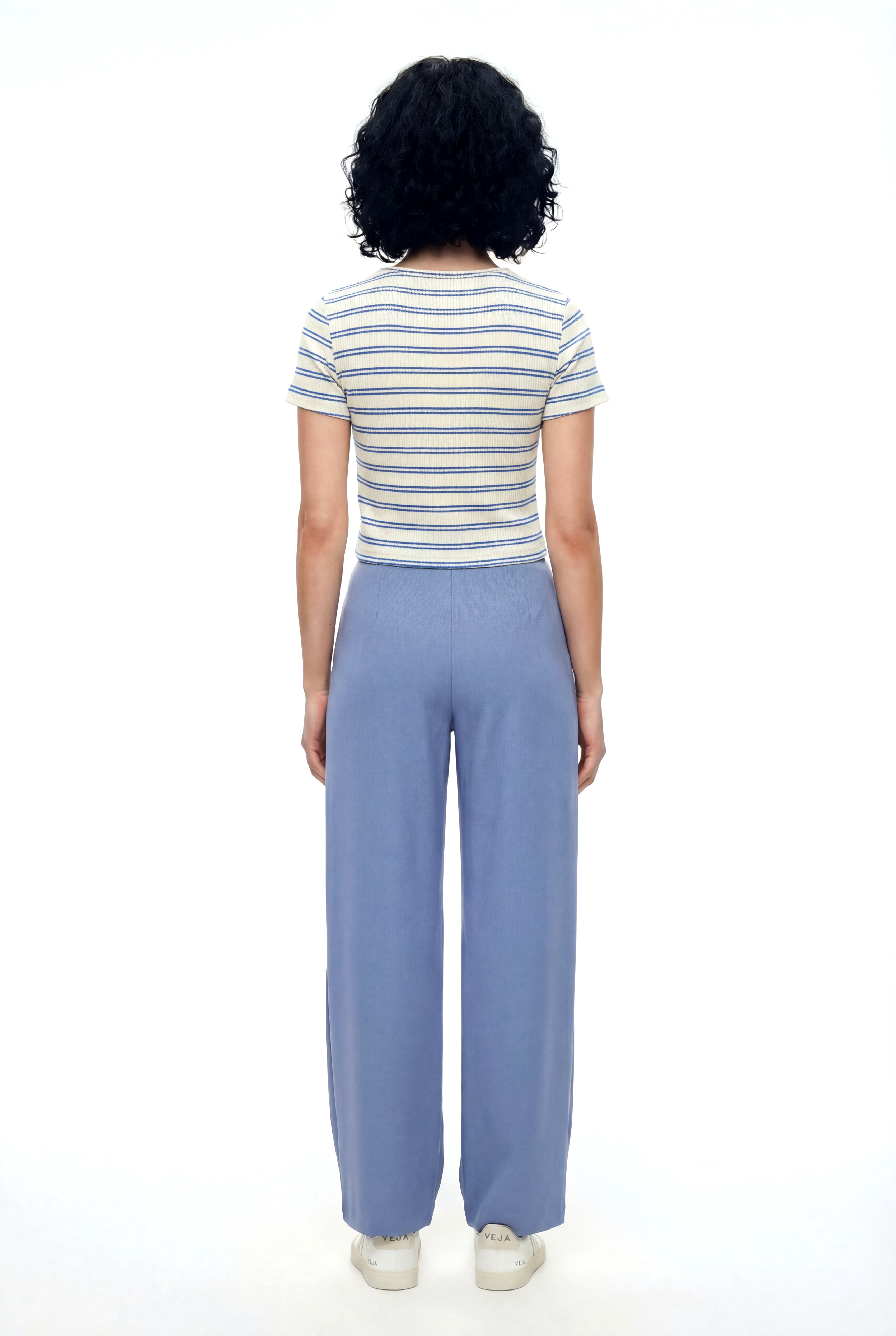 SANDY S/S TOP in Blueberry, Snow White Striped