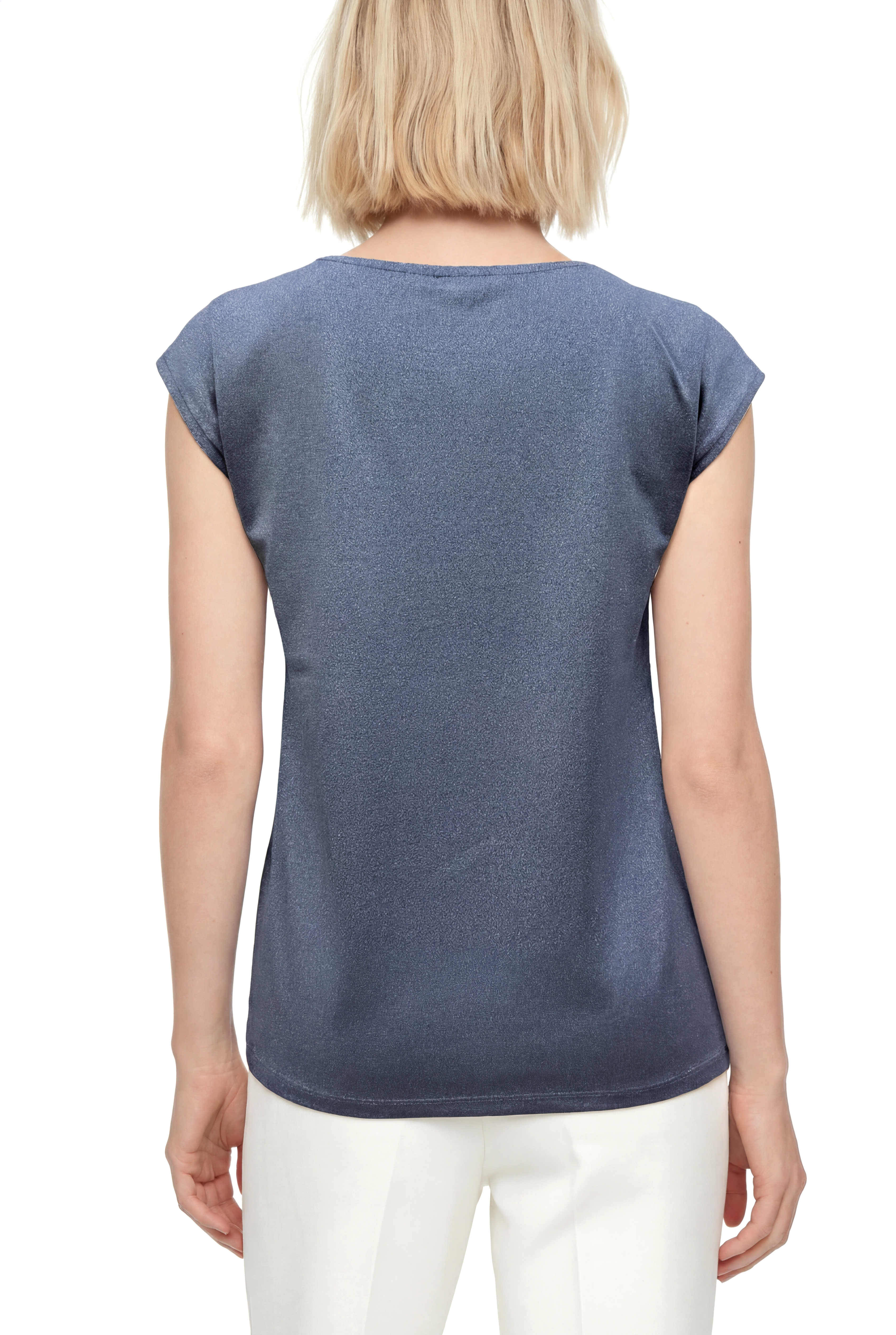 SKY GLITTER S/S TOP in Silver Sconce