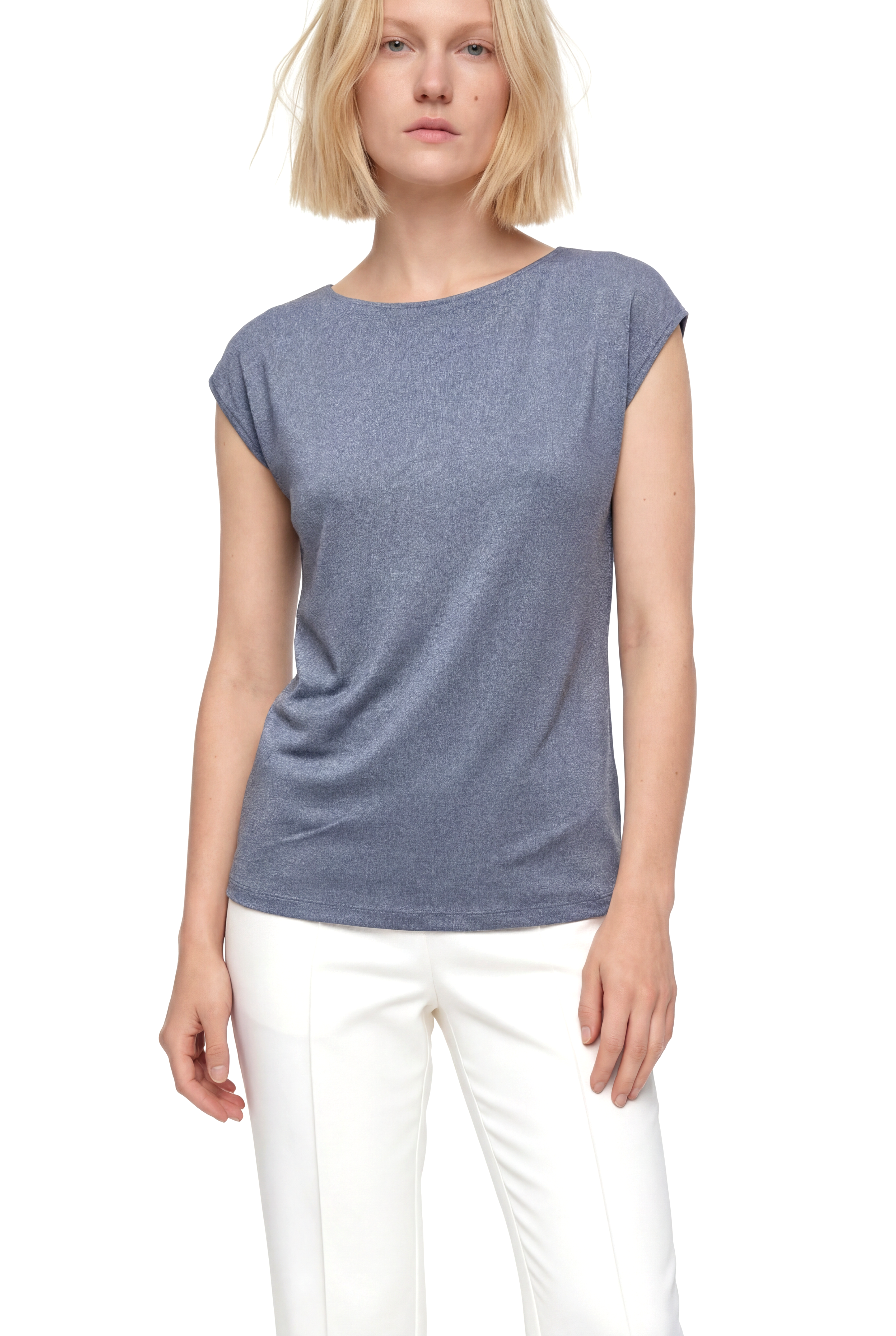 SKY GLITTER S/S TOP in Silver Sconce