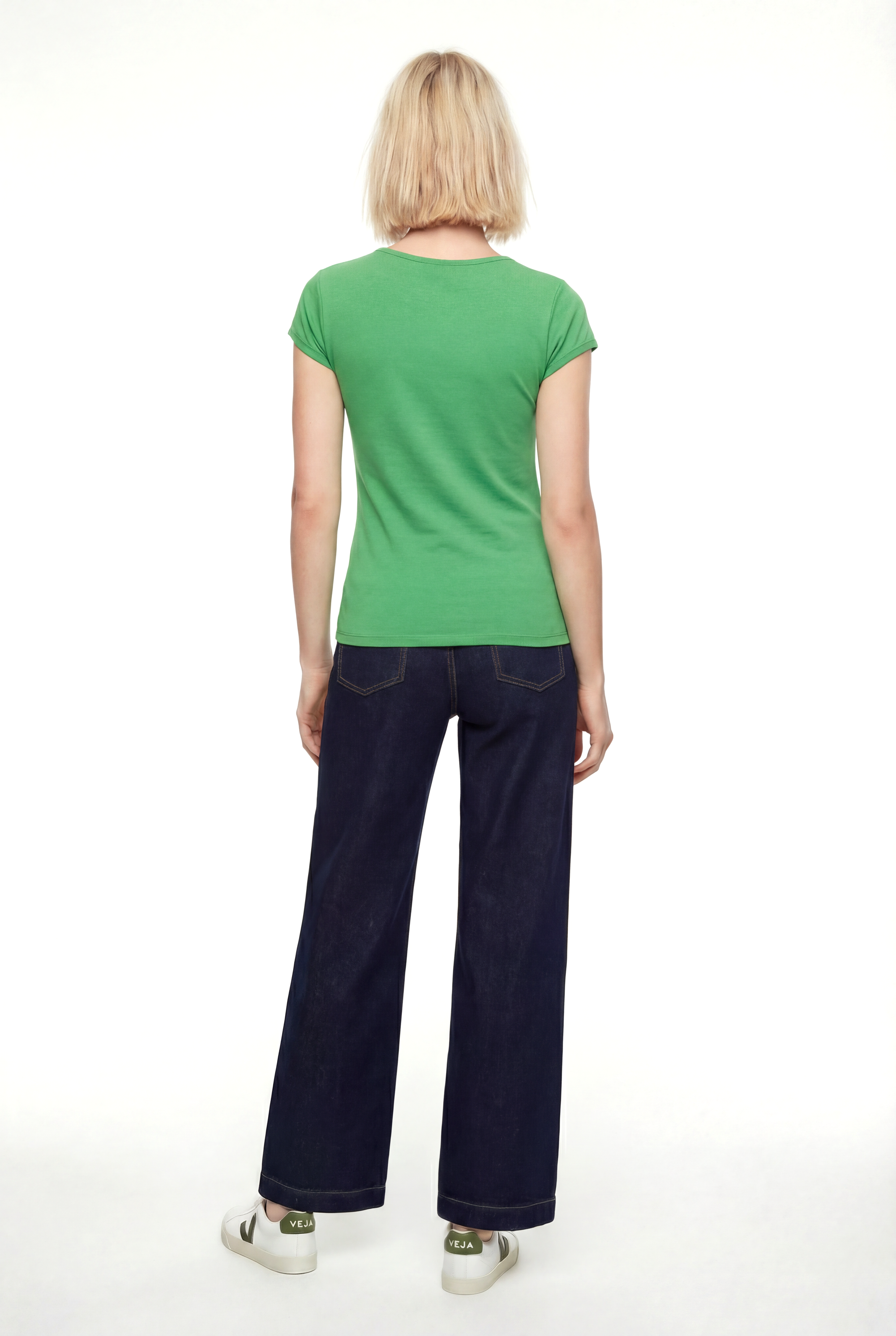 VALLI V-NECK S/S TOP in Bright Green
