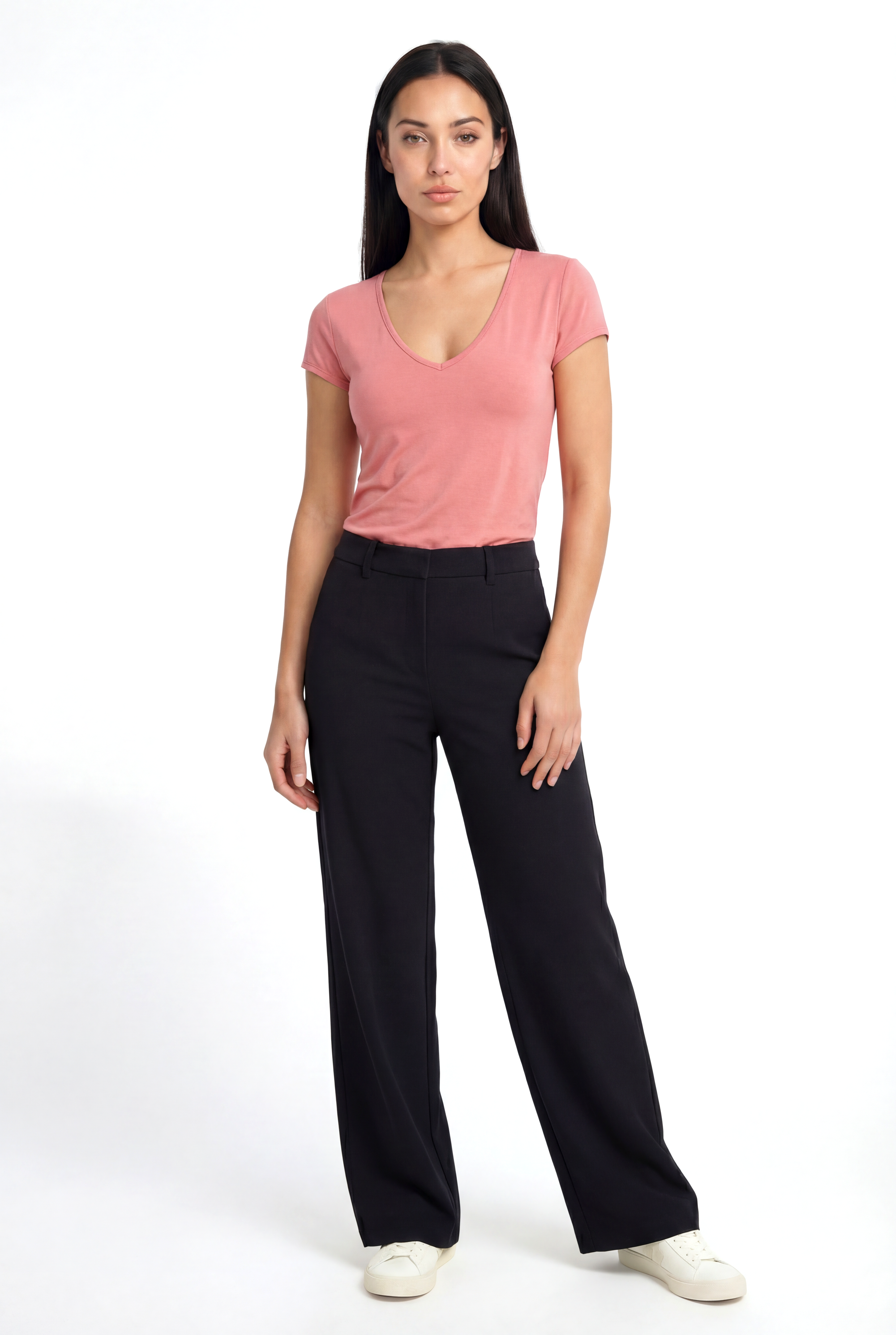 VALLI V-NECK S/S TOP in Tea Rose
