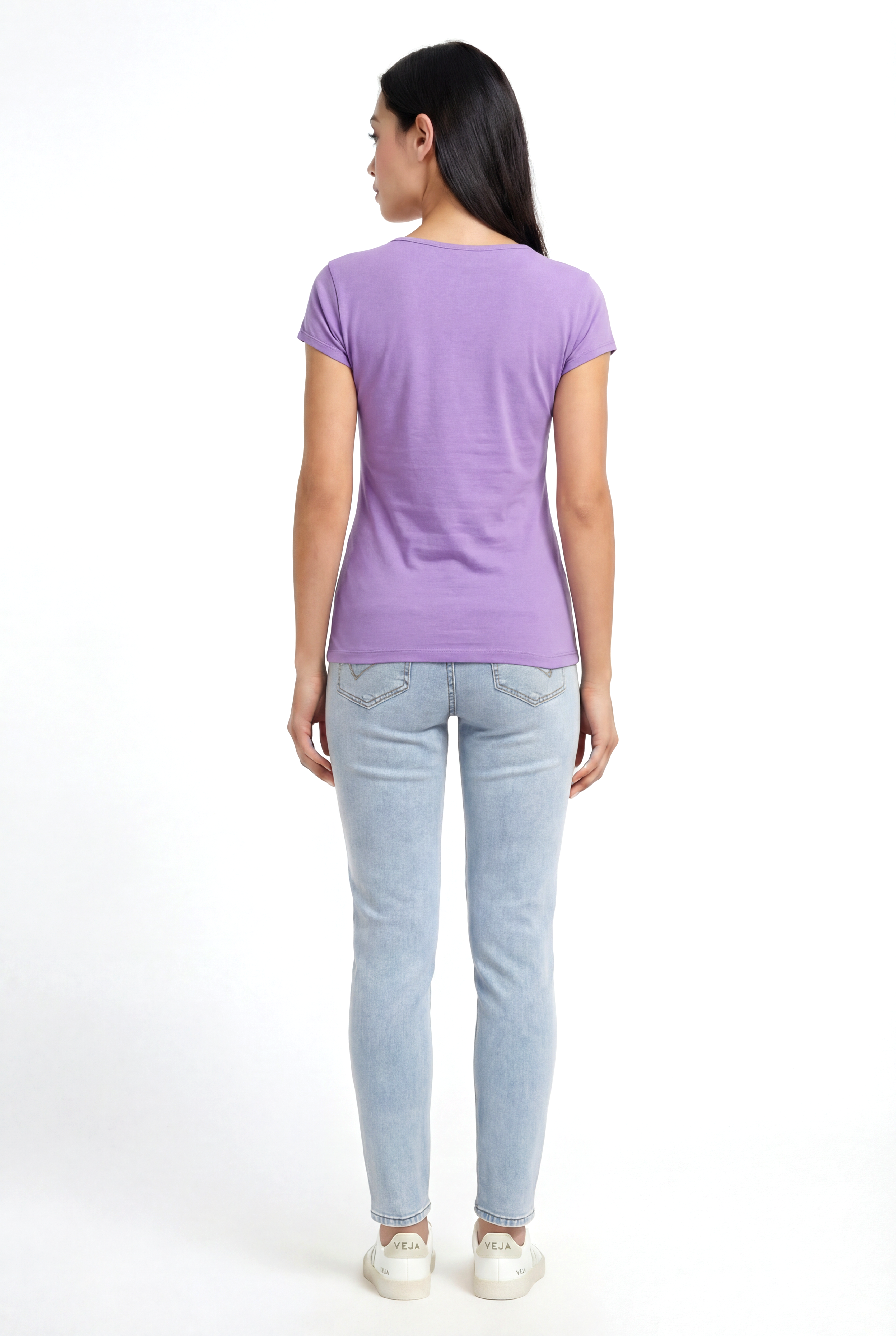 VALLI V-NECK S/S TOP in Sheer Lilac