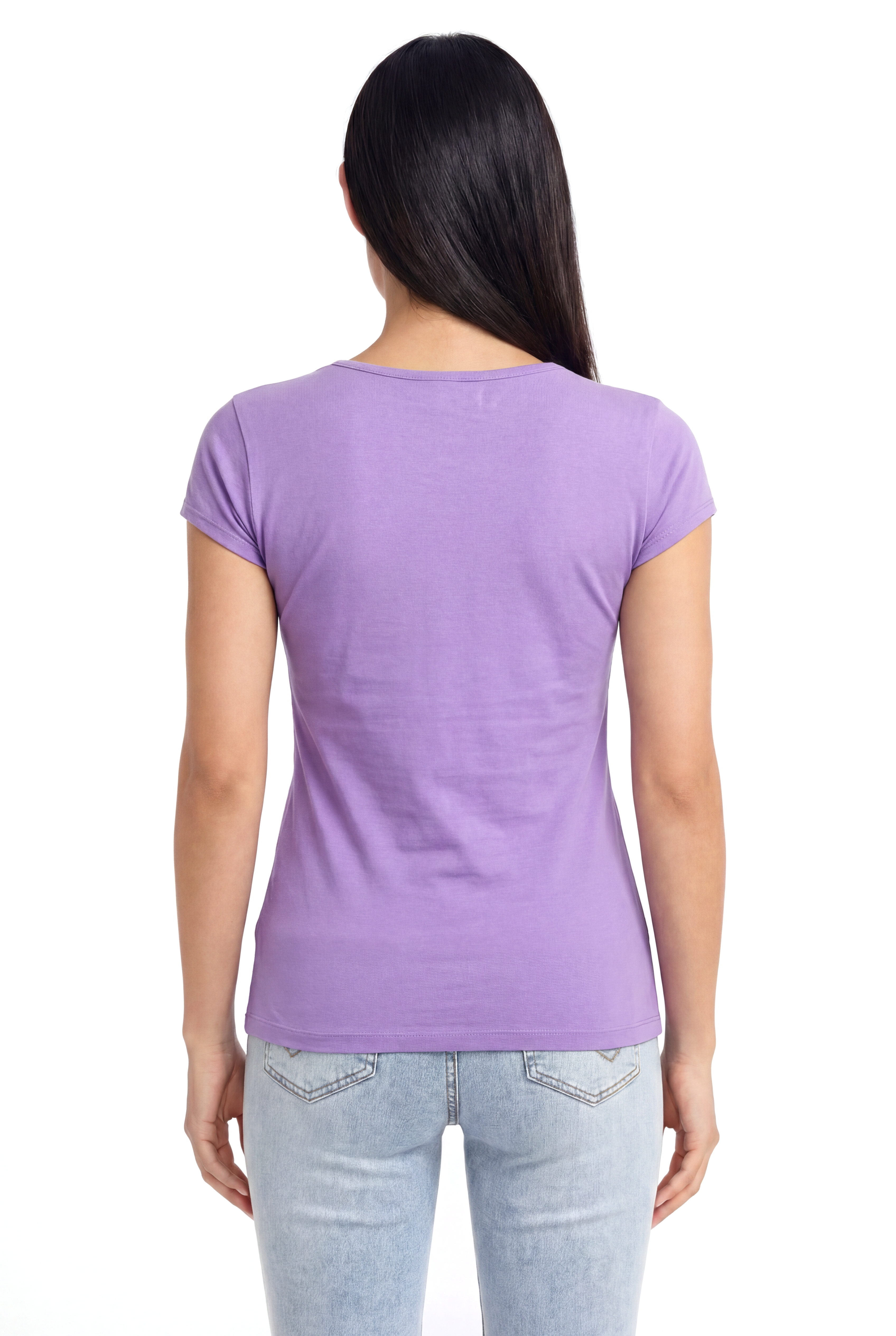 VALLI V-NECK S/S TOP in Sheer Lilac