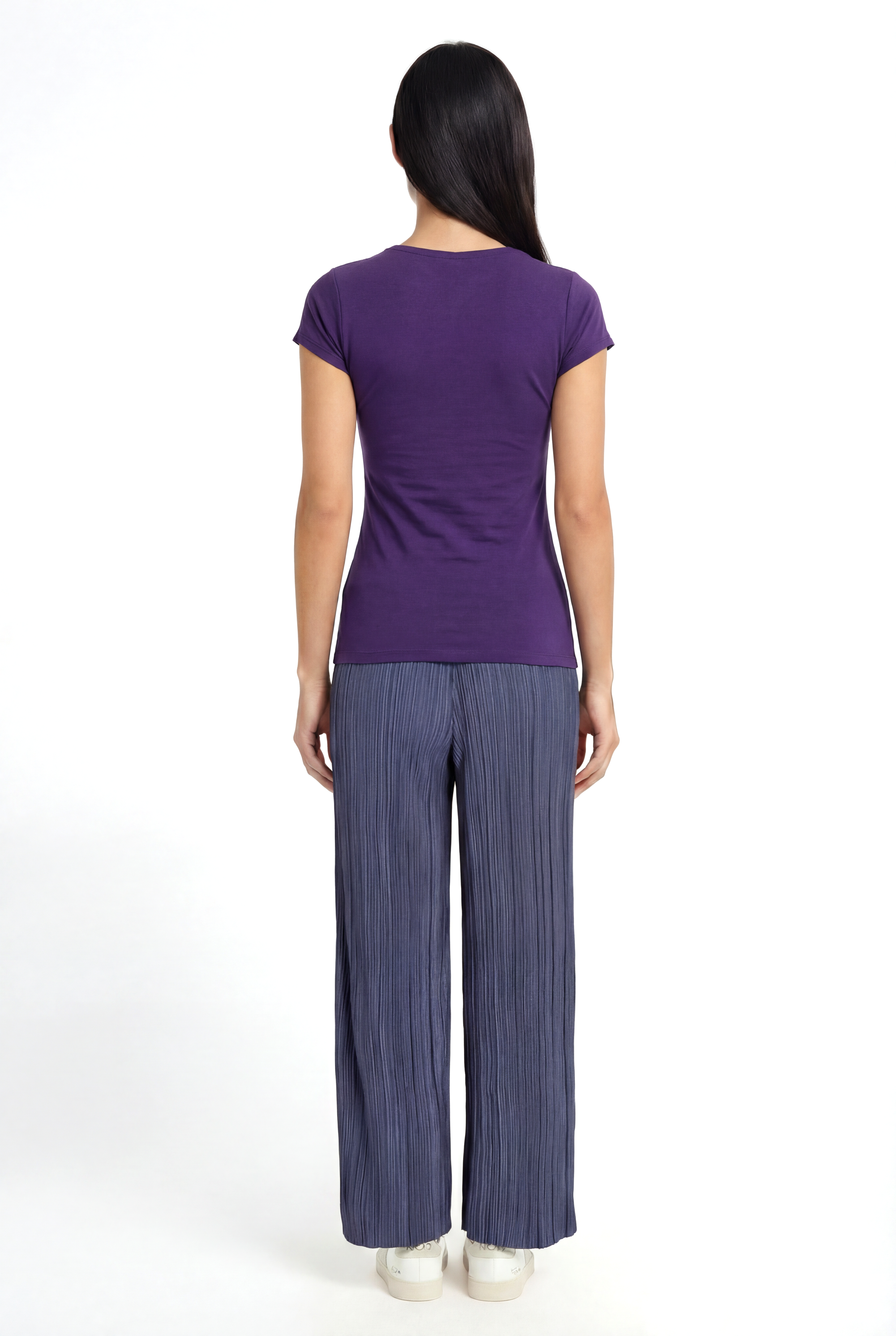 VALLI V-NECK S/S TOP in Plum Purple