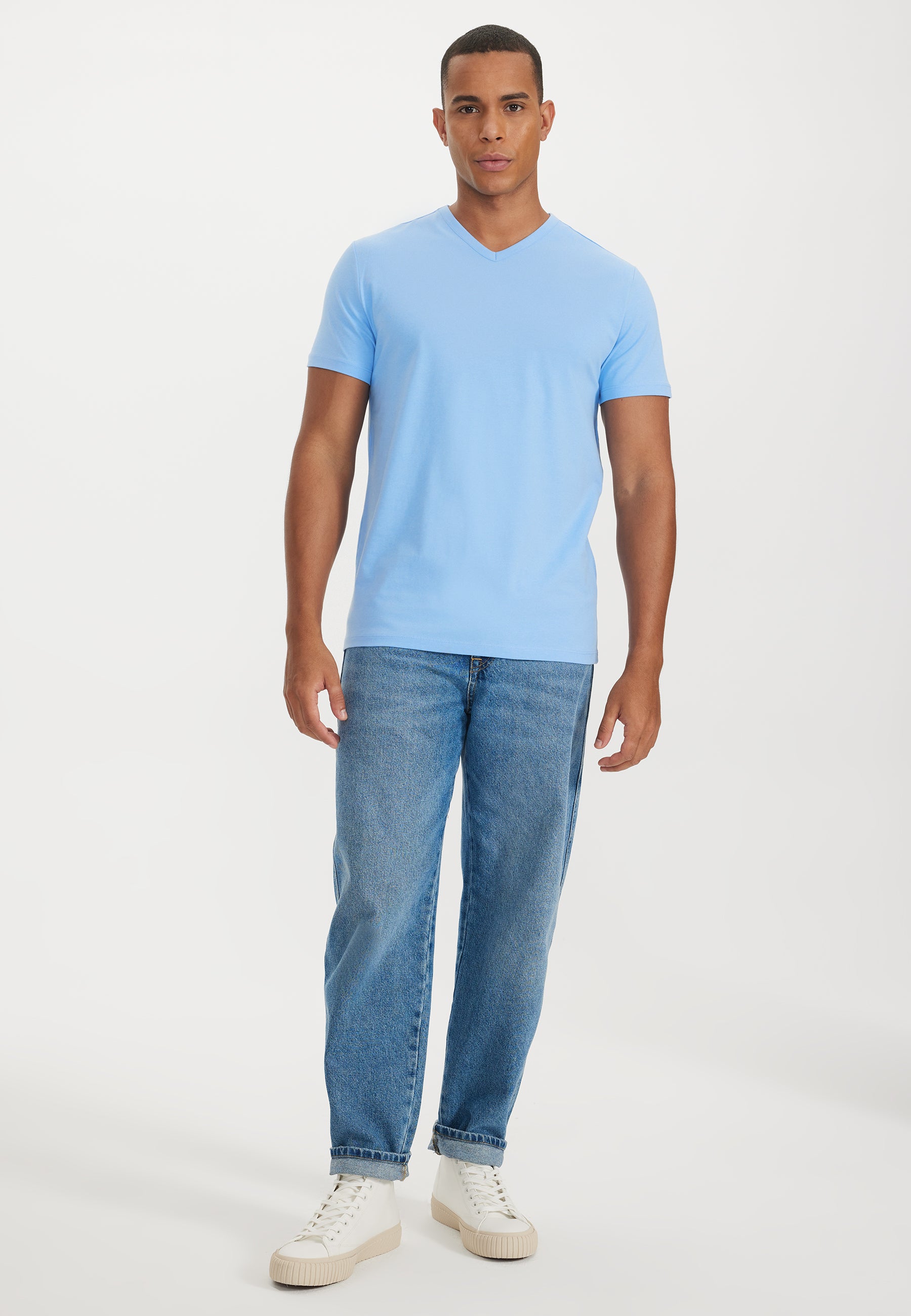 THEO V-NECK TEE in Blue