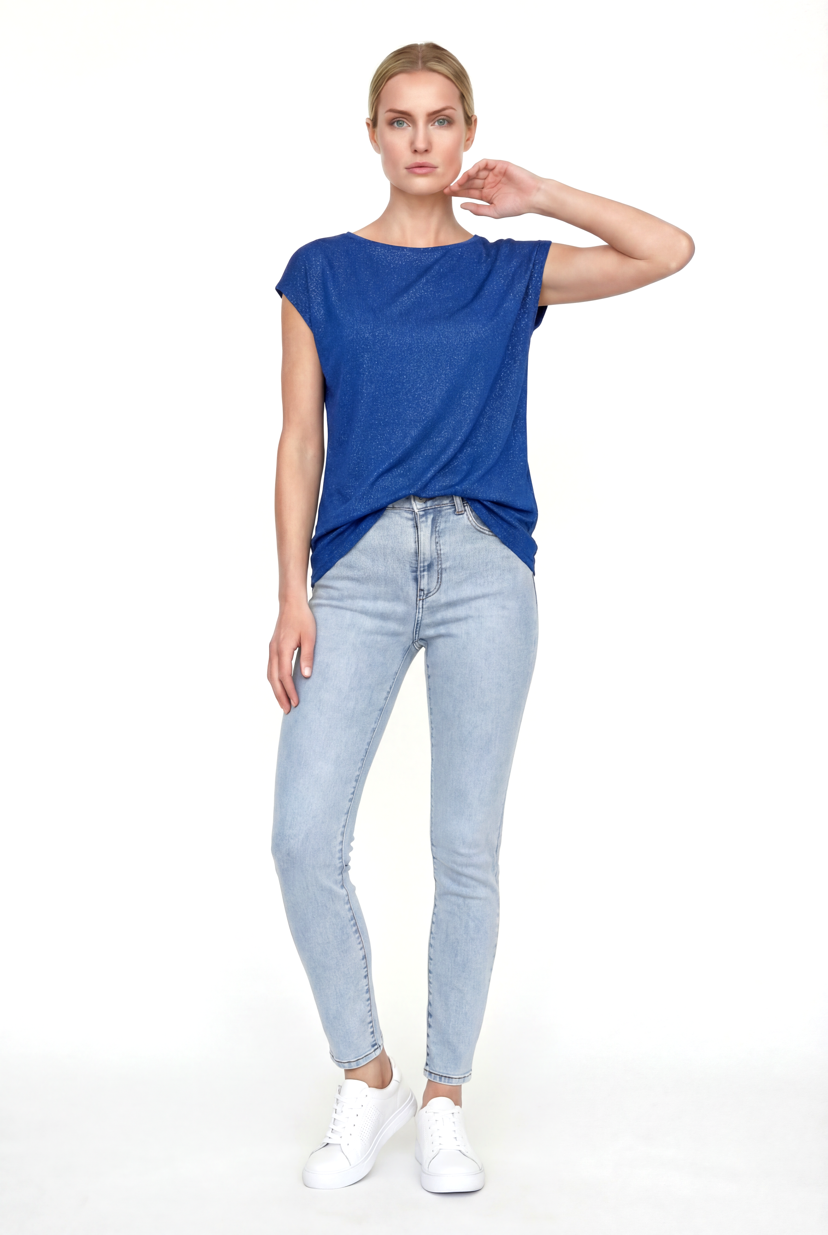 SKY GLITTER S/S TOP in Gibraltar Sea