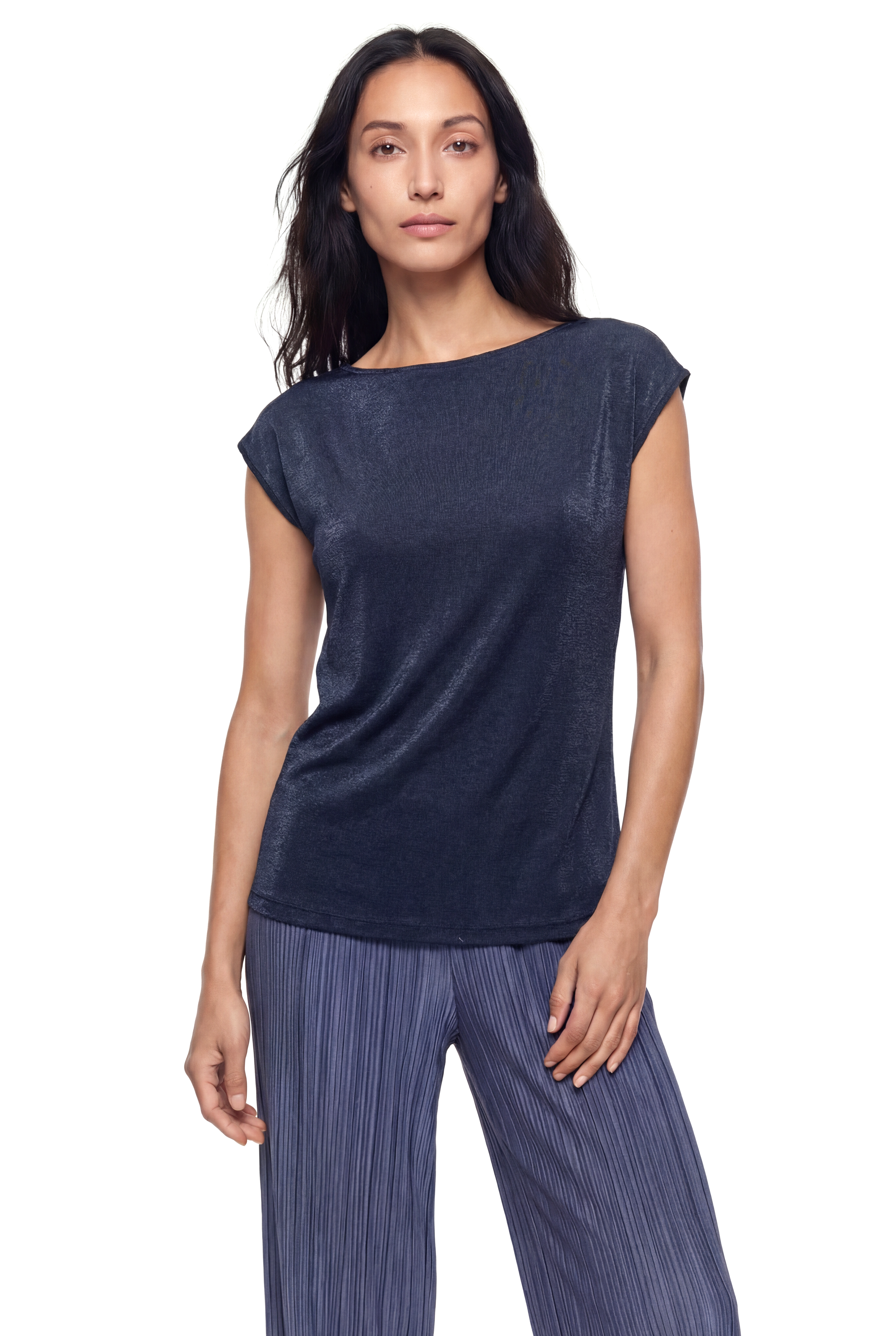 SKY GLITTER S/S TOP in Shiny Grey