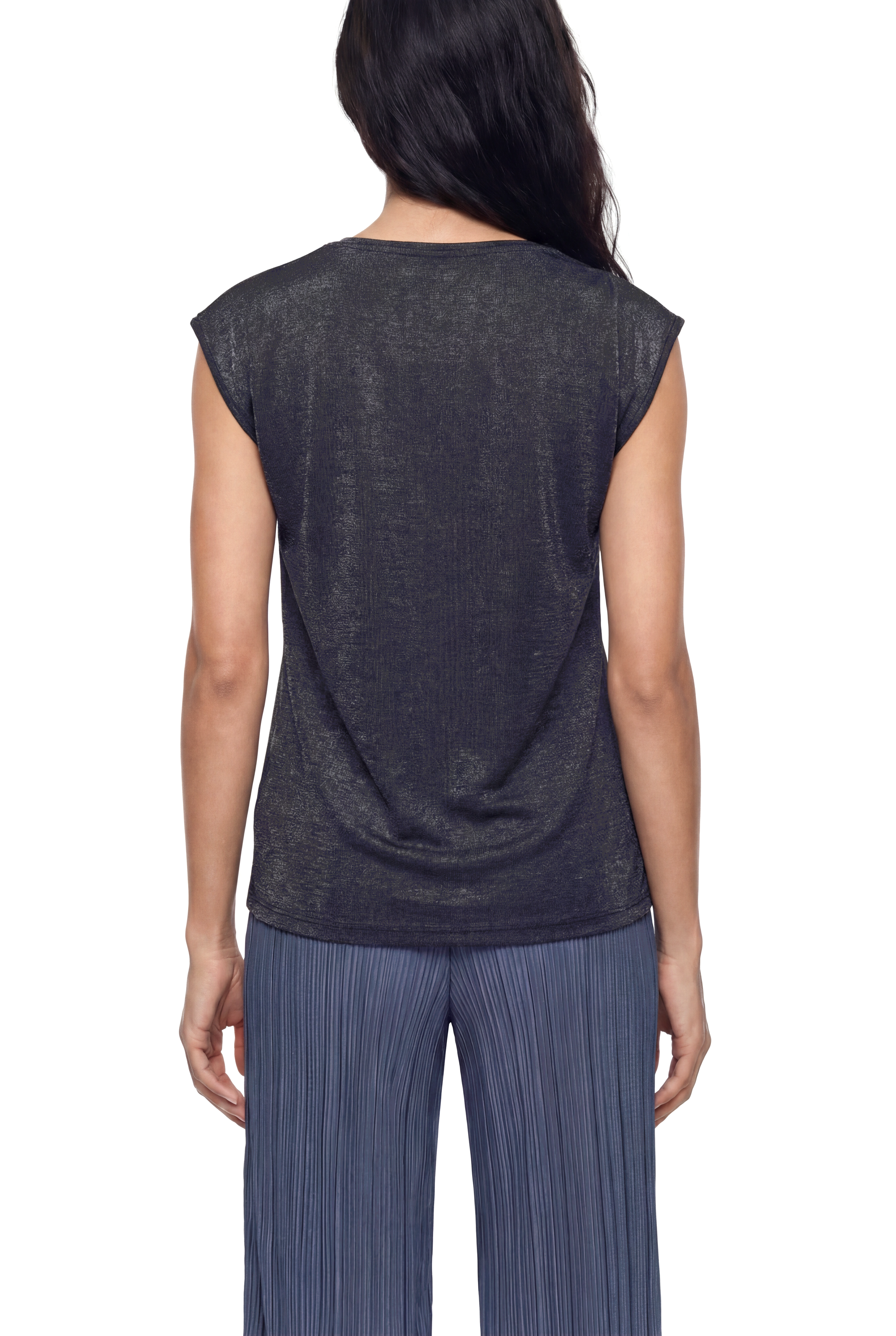 SKY GLITTER S/S TOP in Shiny Grey