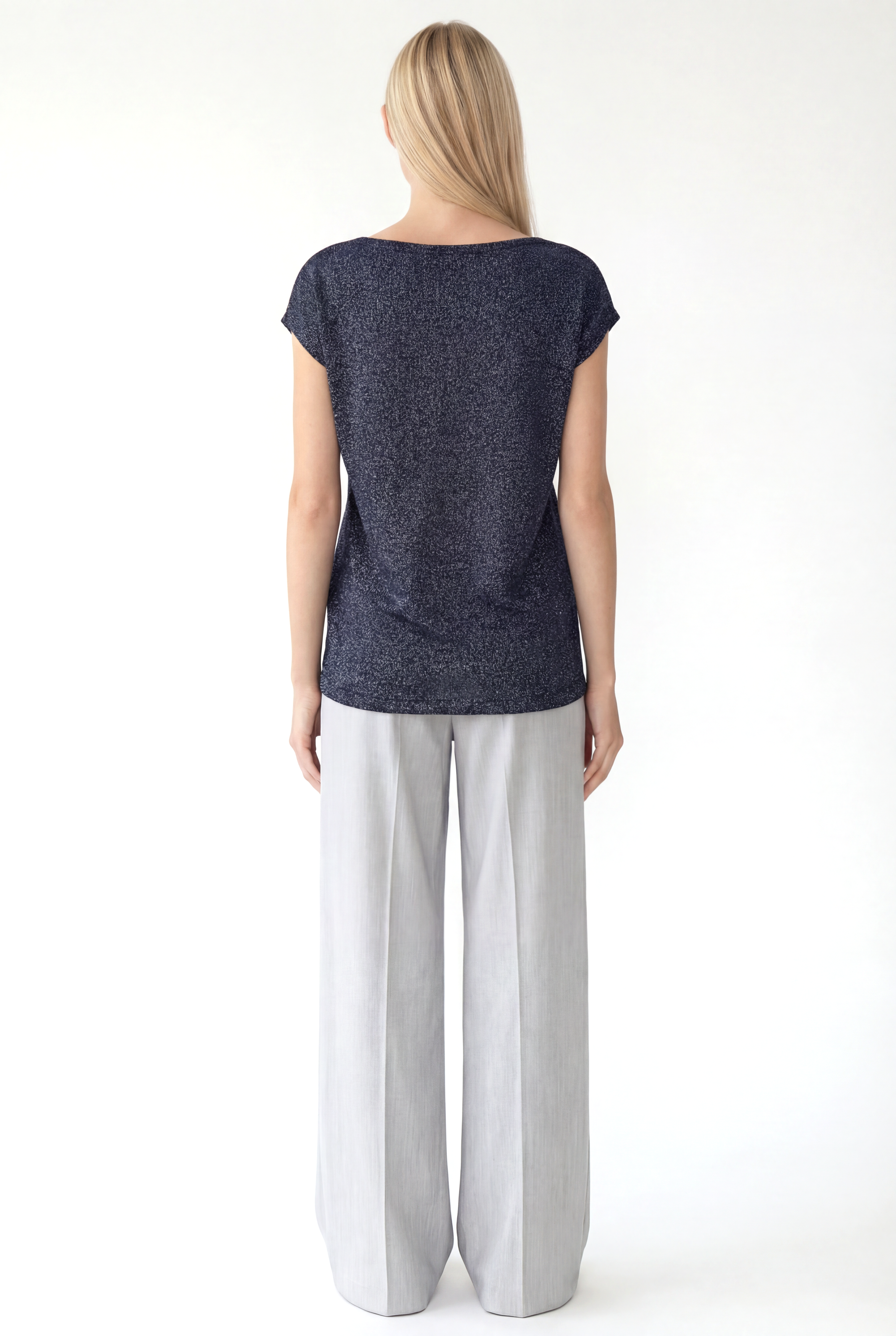 SKY GLITTER S/S TOP in Black, Anthracite