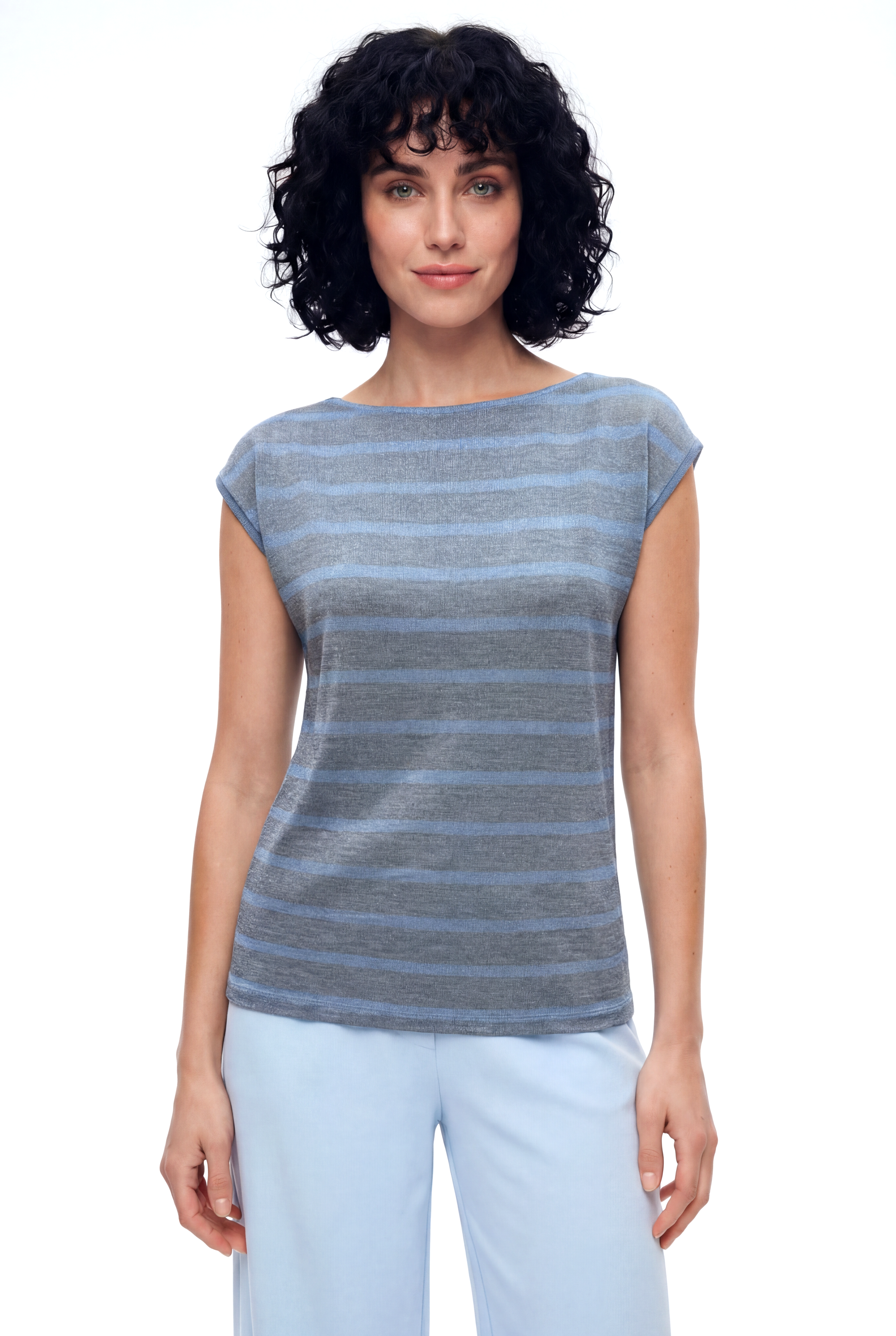 SKY GLITTER S/S TOP in Light Grey