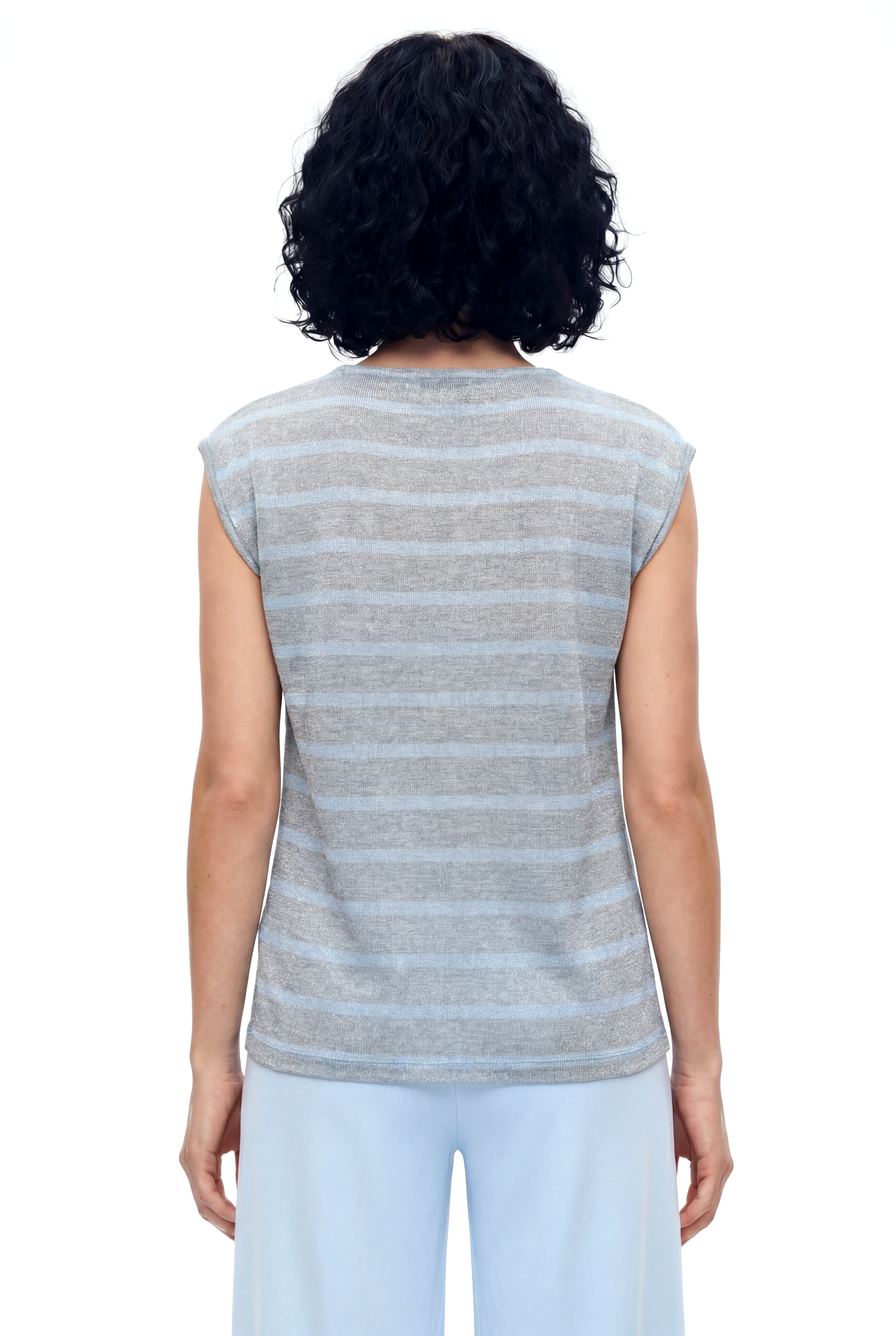 SKY GLITTER S/S TOP in Light Grey