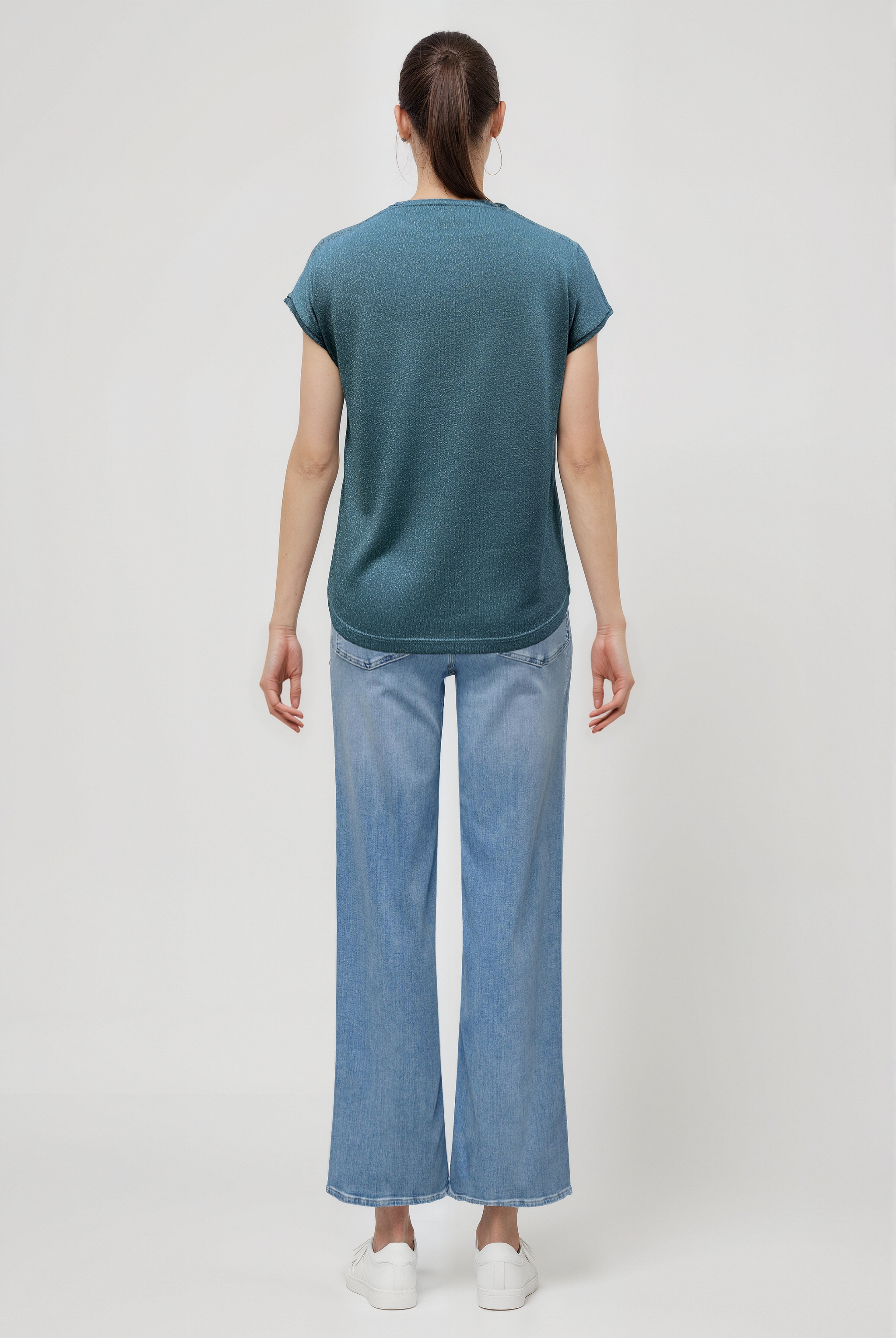 SKY GLITTER S/S TOP in Sagebrush Green