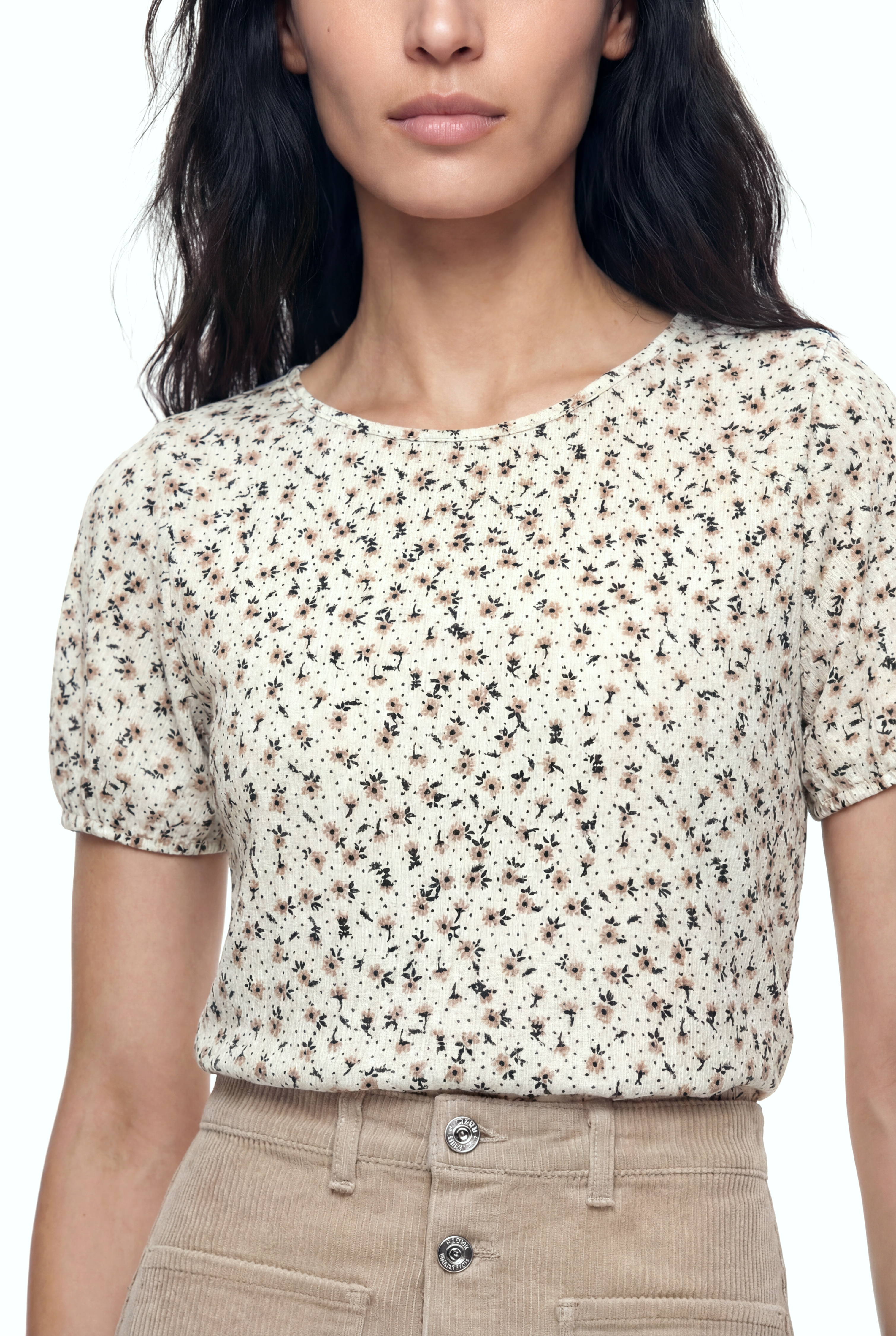 CARMEN CROP TOP in White AOP