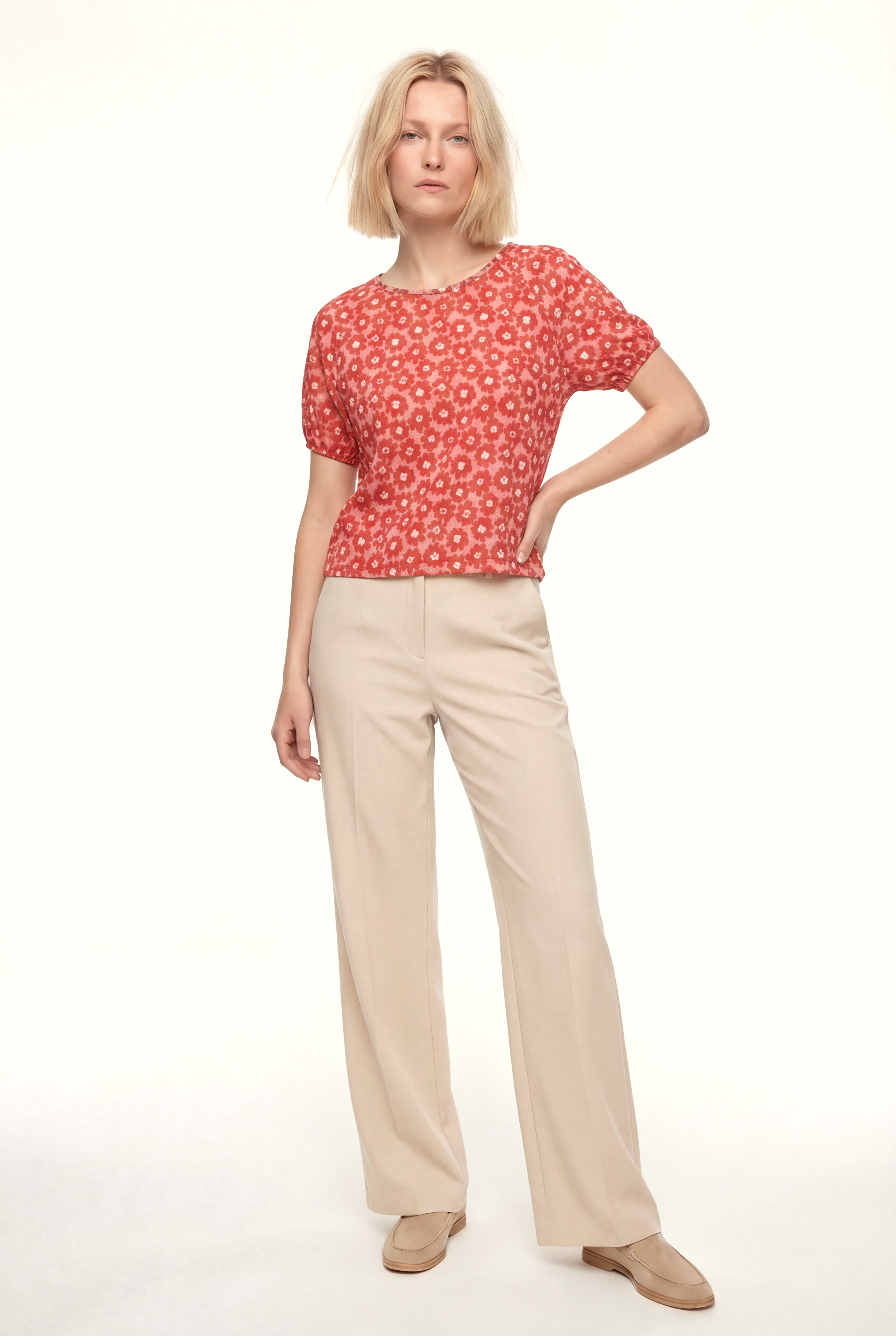 CARMEN CROP TOP in Red AOP