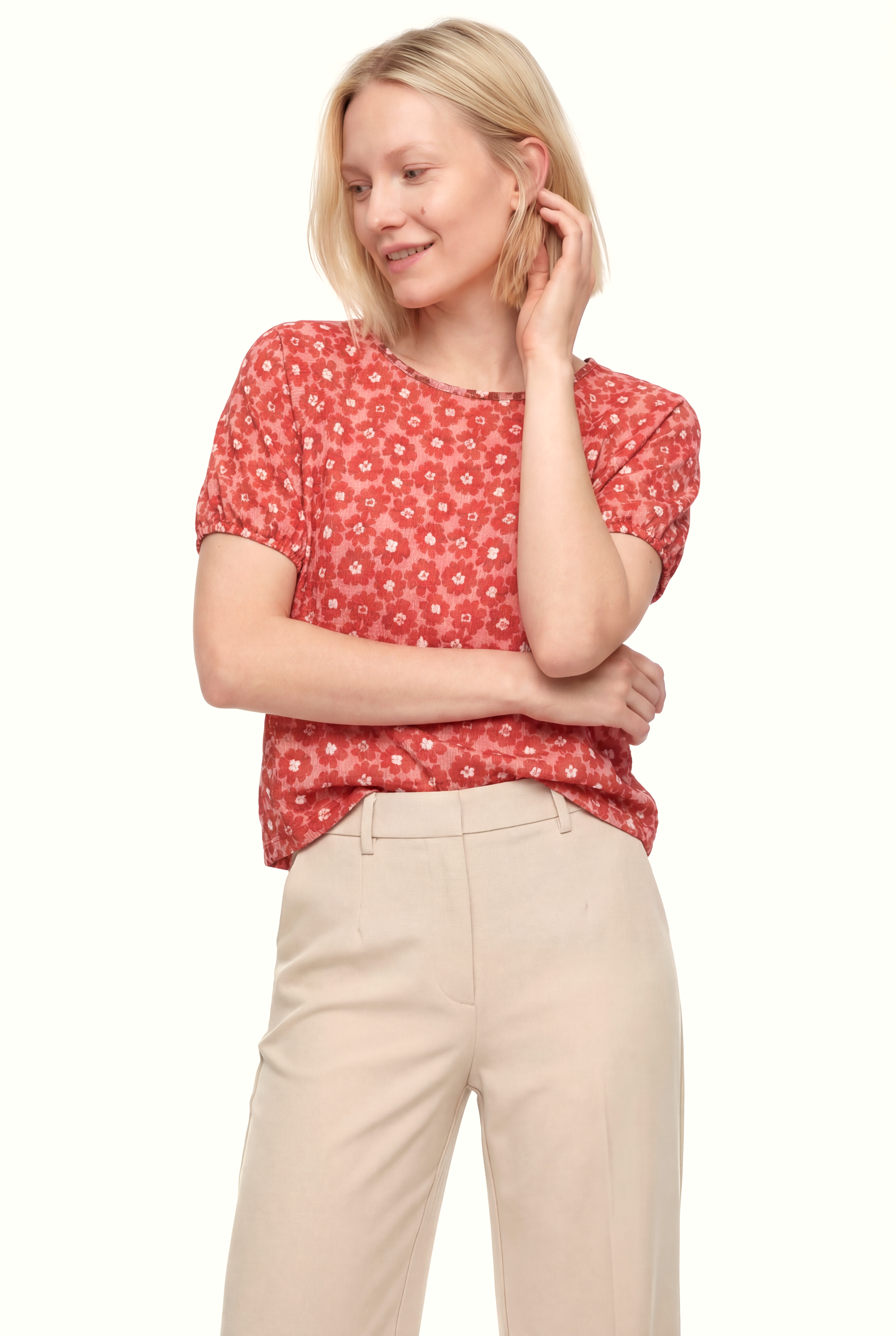 CARMEN CROP TOP in Red AOP