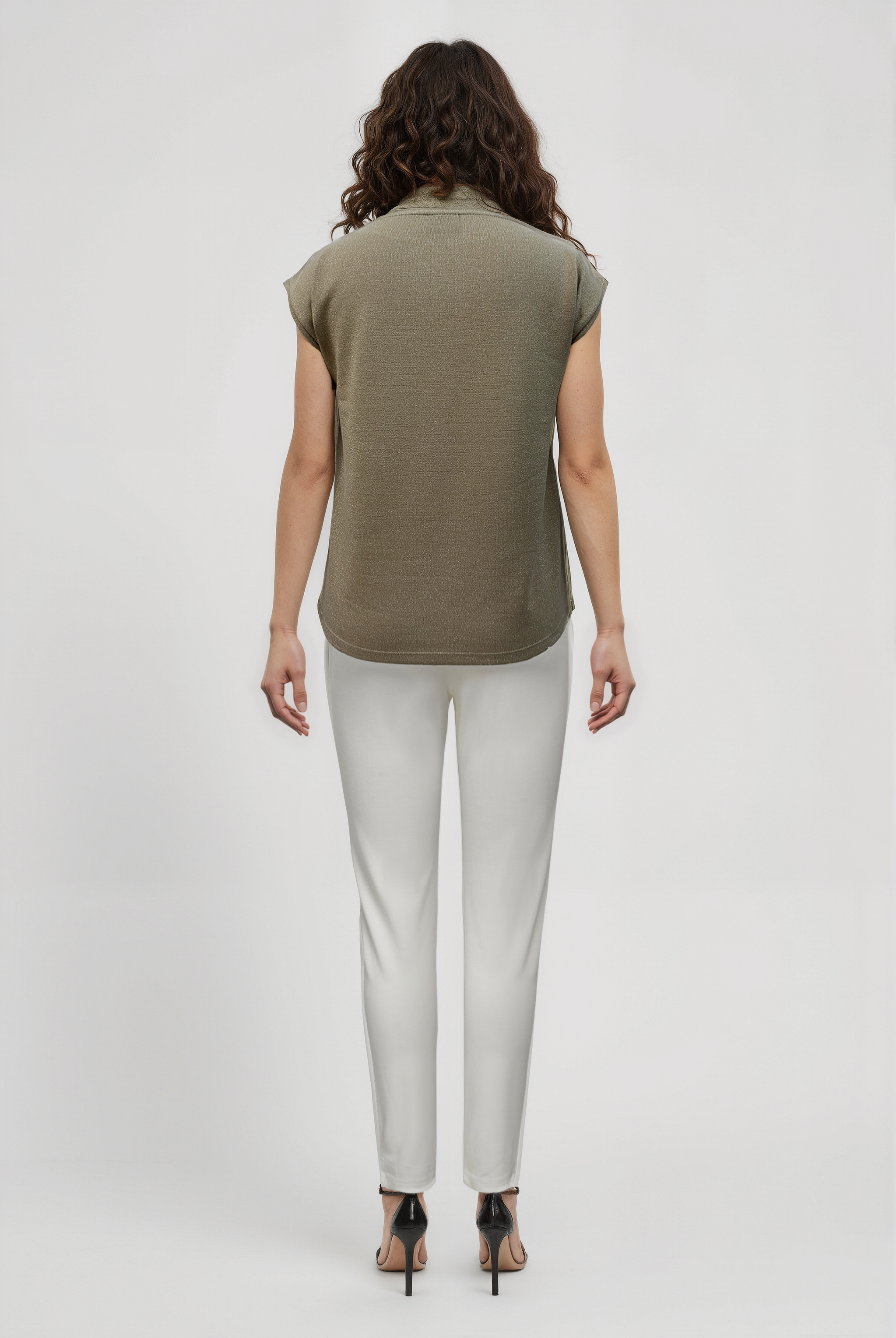 SKY GLITTER S/S TOP in Tan