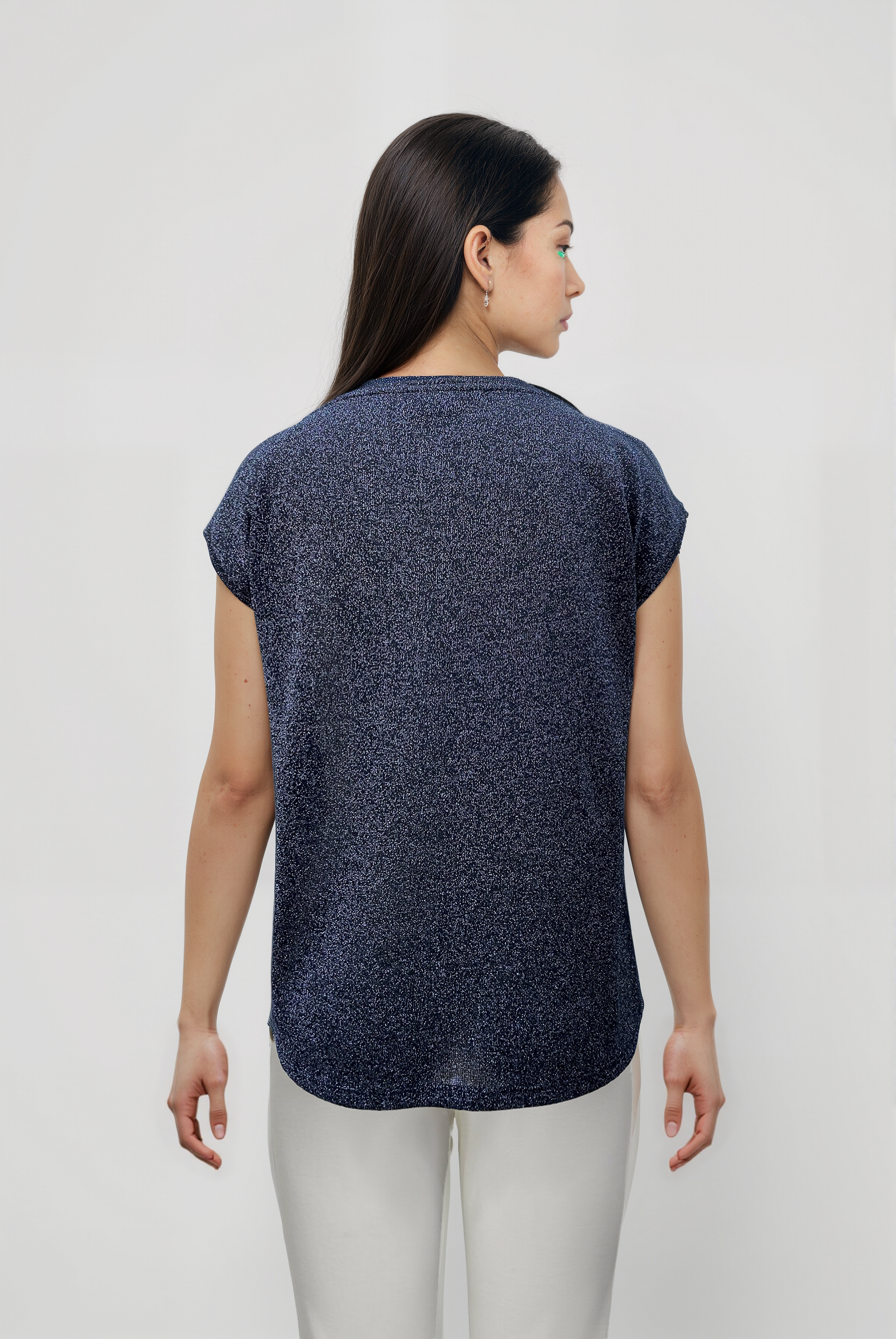 SKY GLITTER S/S TOP in Black, Anthracite