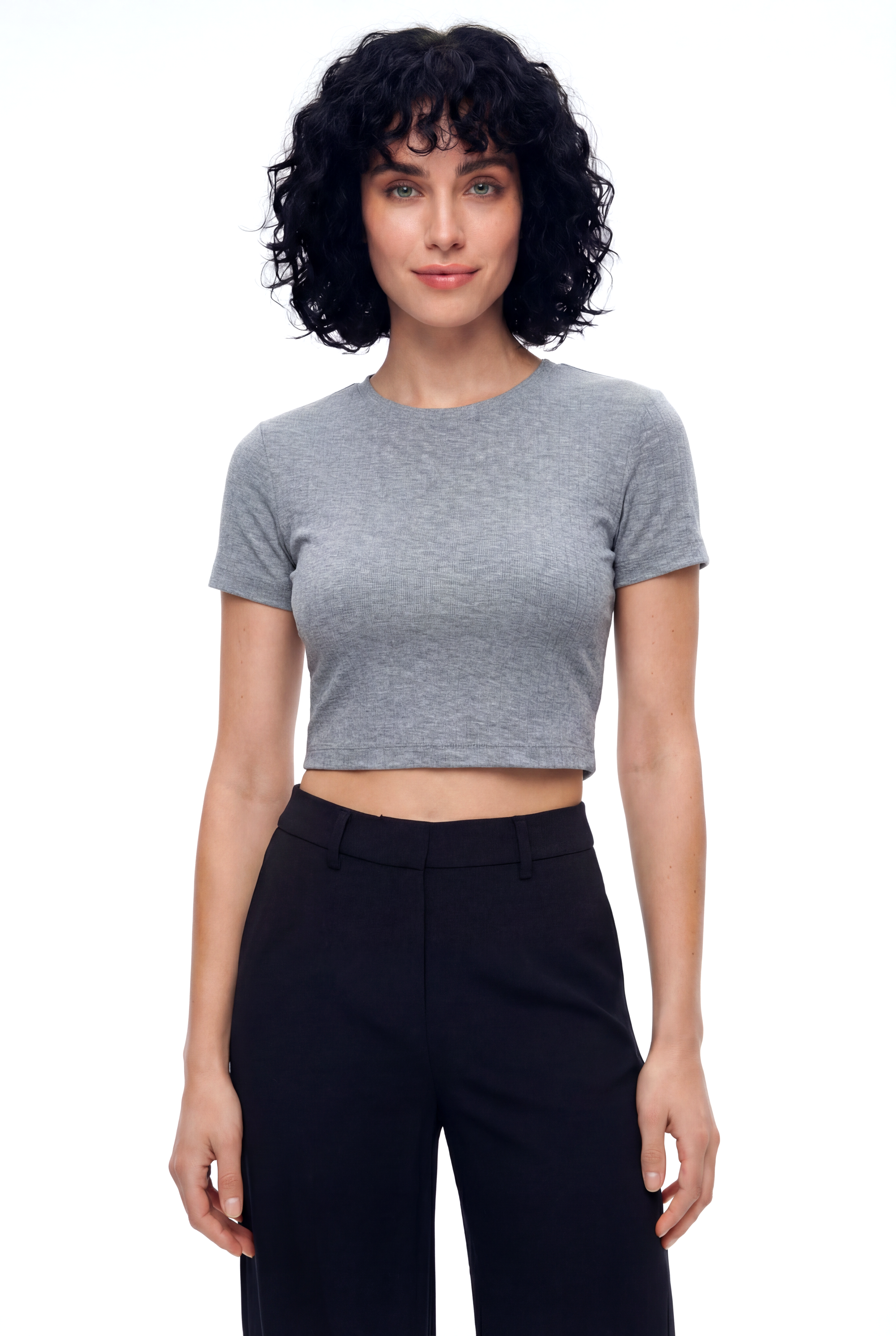 SANDY S/S TOP in Grey Melange