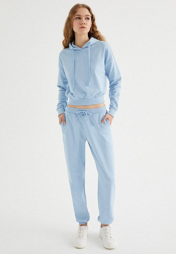 ENJOY CROPPED HOODIE in Powder Blue