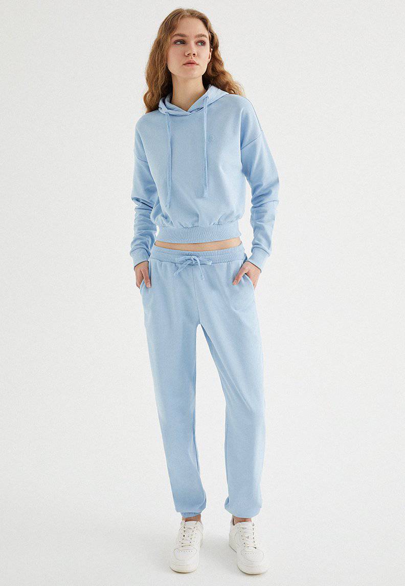ENJOY CROPPED HOODIE in Powder Blue