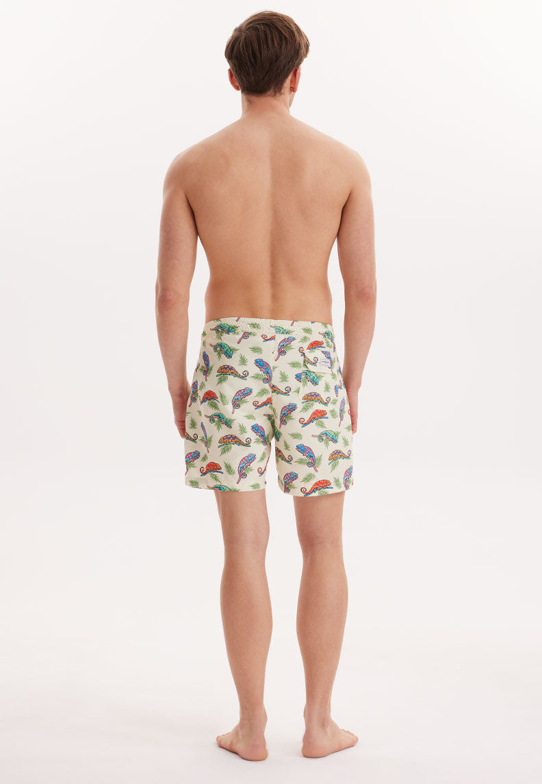 WMANIMAL IGUANA SWIM SHORTS in Beige AOP