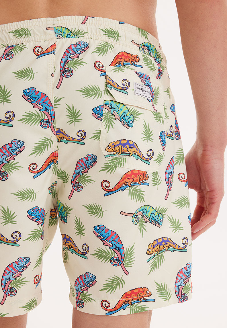 WMANIMAL IGUANA SWIM SHORTS in Beige AOP