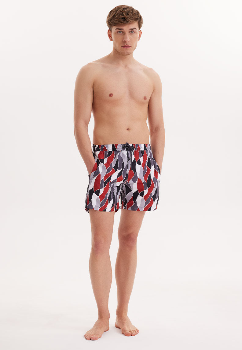 WMGEOMETRIC MOSAIC SWIM SHORTS in Grey AOP